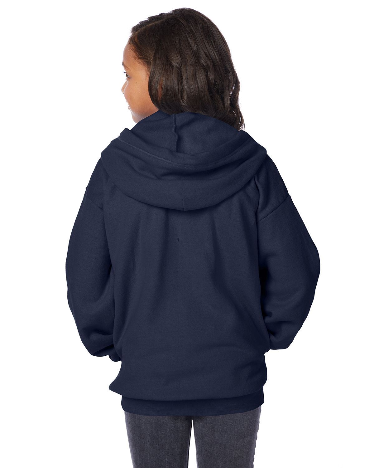 Hanes Youth 7.8 oz Long Sleeve EcoSmart 50/50 Full-Zip Hooded Sweatshirt P480 - Picture 16 of 17