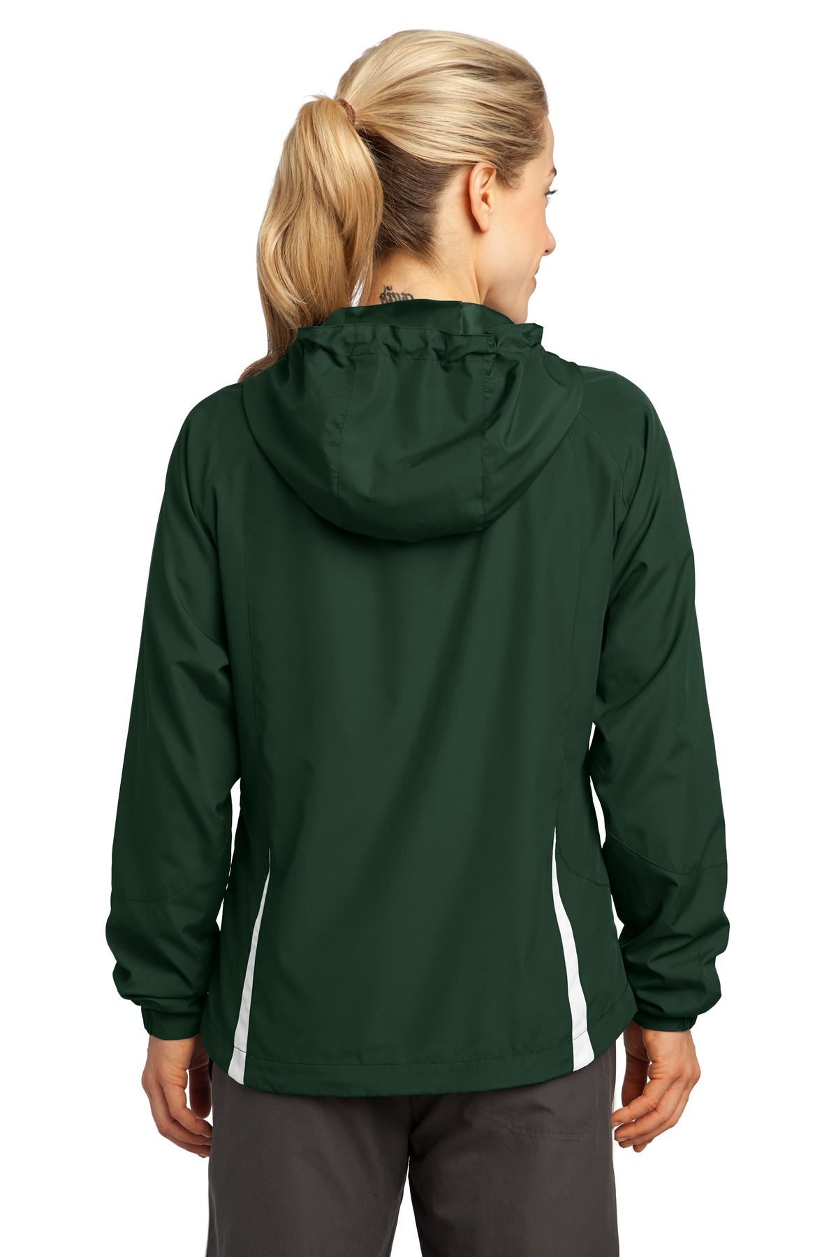 Sport-Tek Womens Colorblock Hooded Raglan Windbreaker Jacket M-LST76 - Picture 7 of 19