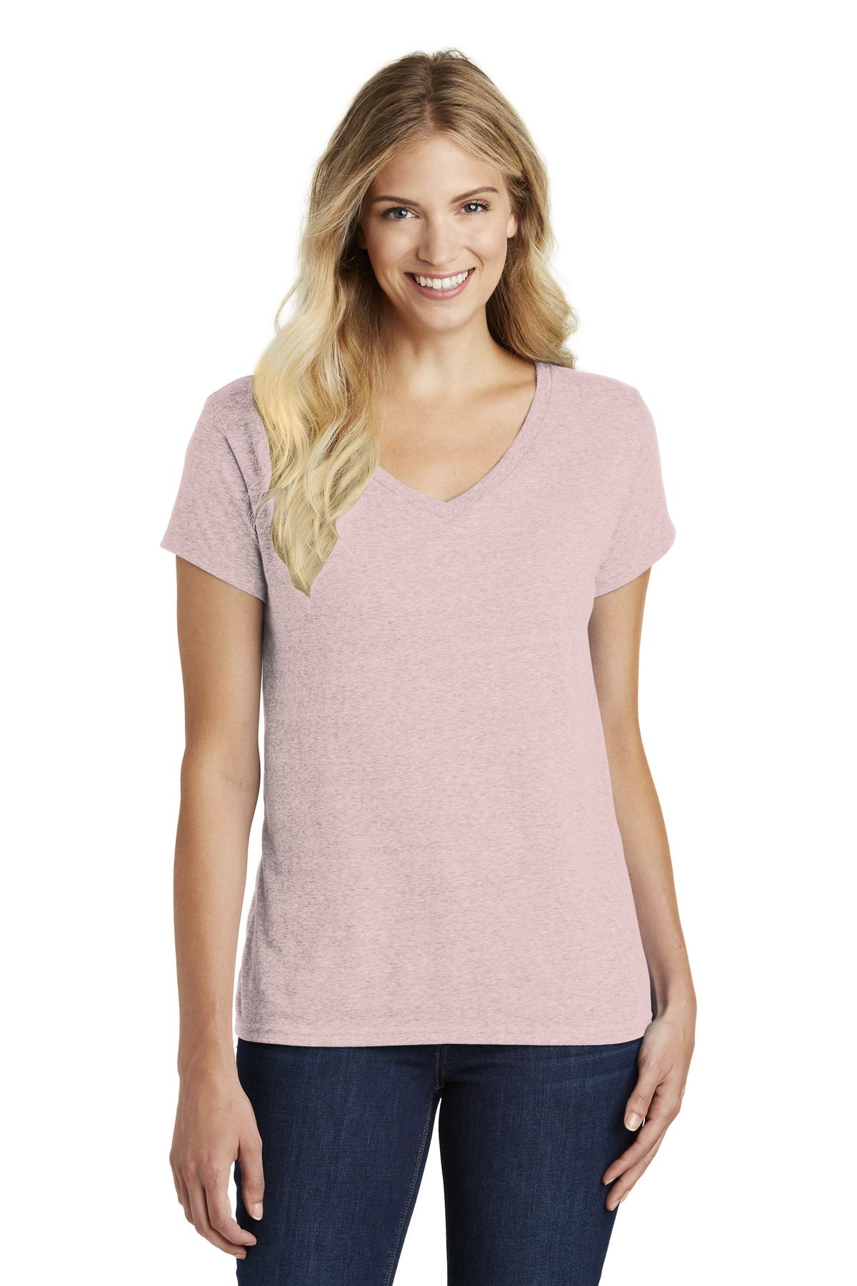 District Womens Short Sleeve Perfect Blend V Neck Stylish T-Shirt DM1190L - Picture 21 of 44