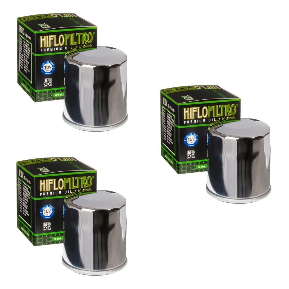 3 x Hiflo HF303C Chrome Oil Filter Kawasaki EX650 JHF,JJF,JKF,NLF