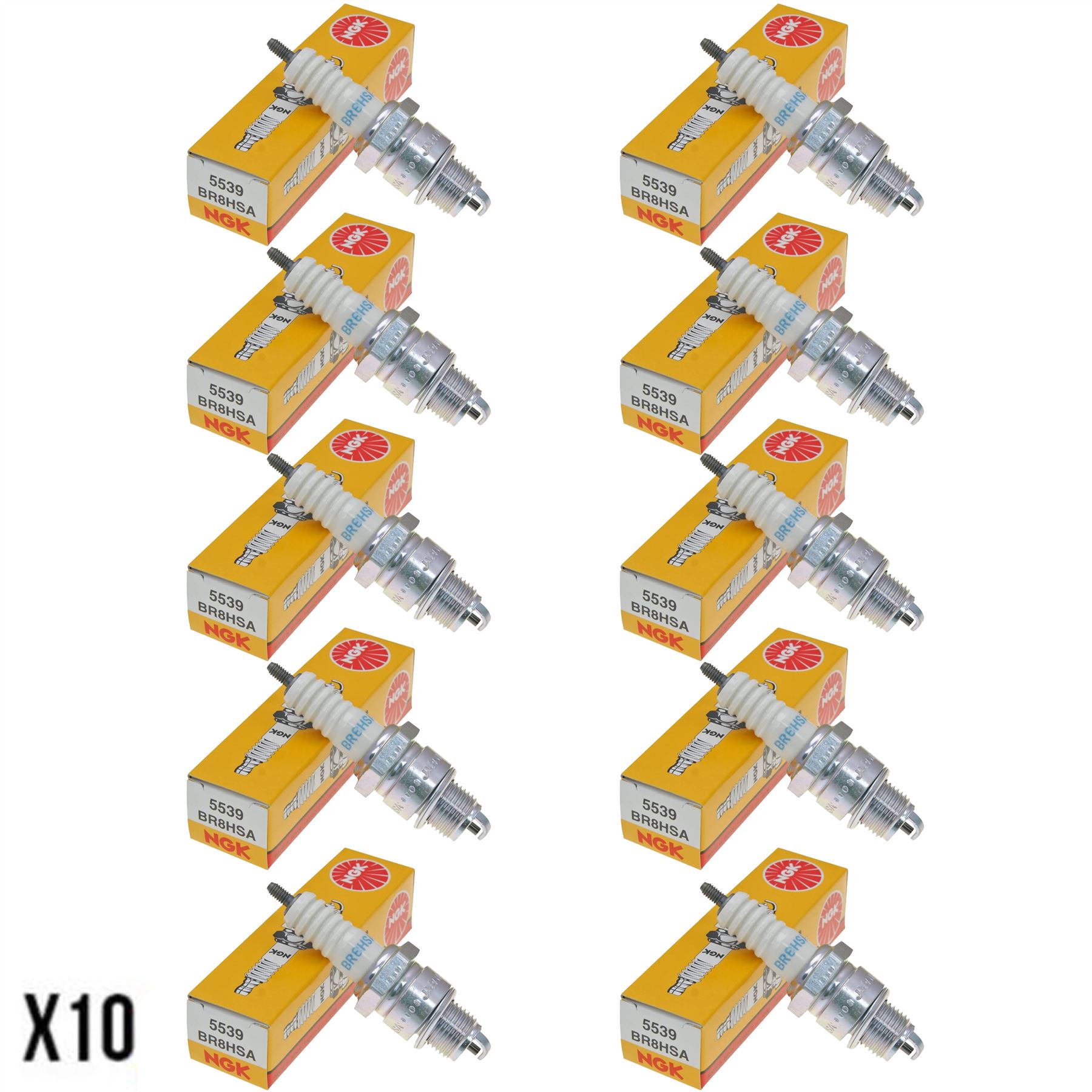 NGK BR8HSA Spark Plugs Pack of 10 fits Kymco Vitality 50 2T 2015