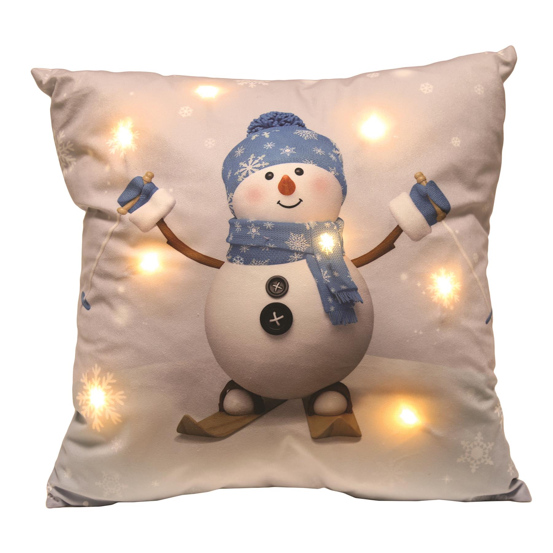 LED Snowman Design Christmas Cushion 45cm