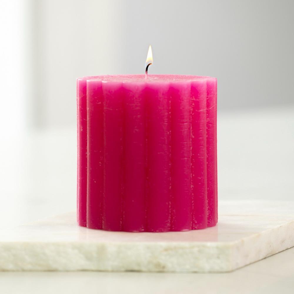 Rosa Stumpenkerze, 1 Jakobsmuschelform Hot Pink Fuchsia Chunky Rustikal Kerze - Bild 14 von 16