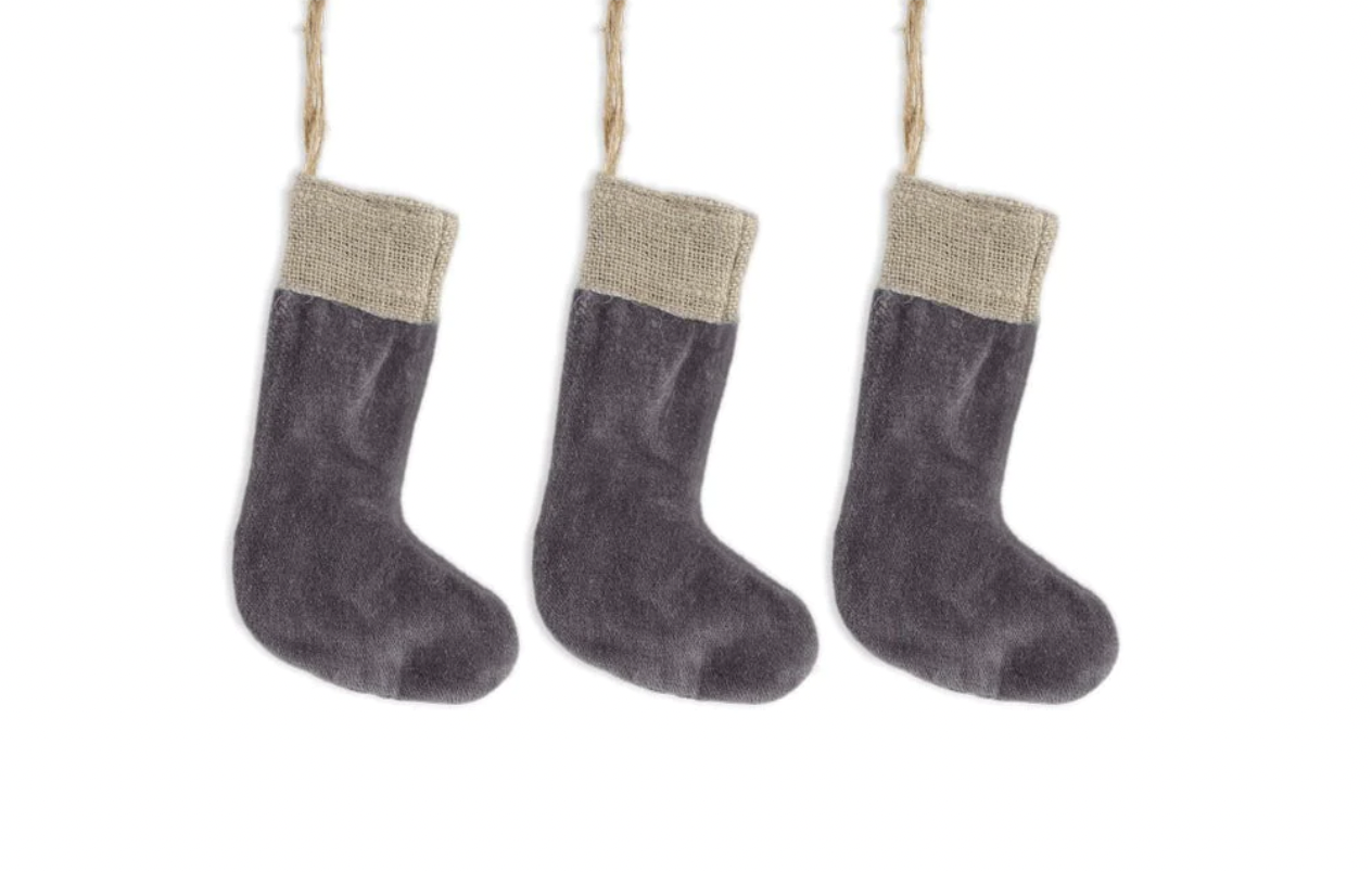 3 Mini Christmas Baubles, Miniature Xmas Stockings, 3 Colours Karru Nkuku - Picture 11 of 16