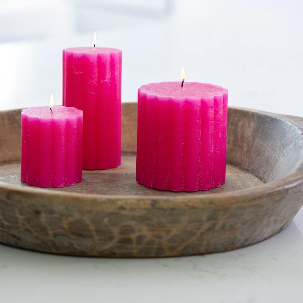 Rosa Stumpenkerze, 1 Jakobsmuschelform Hot Pink Fuchsia Chunky Rustikal Kerze - Bild 13 von 16