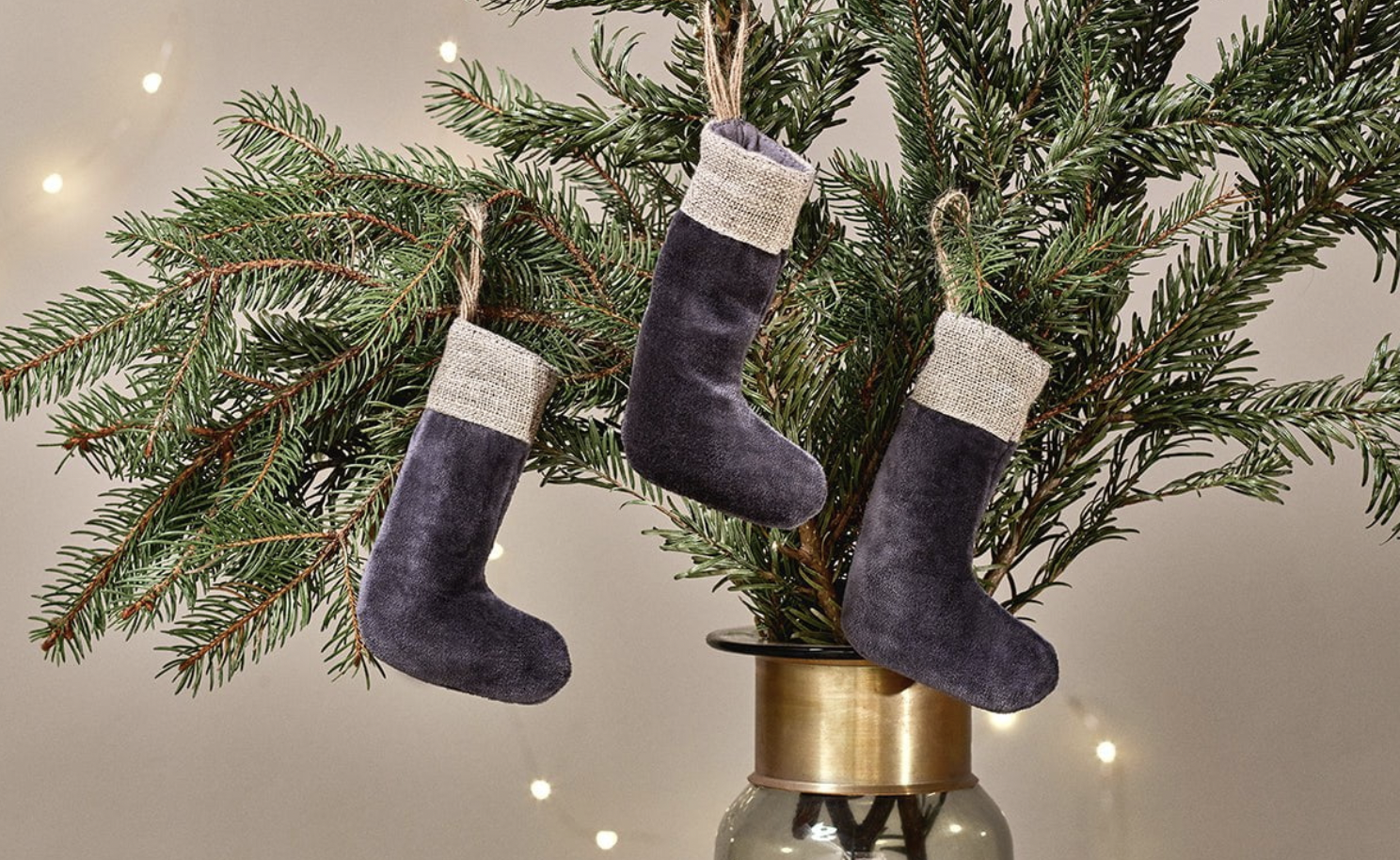 3 Mini Christmas Baubles, Miniature Xmas Stockings, 3 Colours Karru Nkuku - Picture 9 of 16