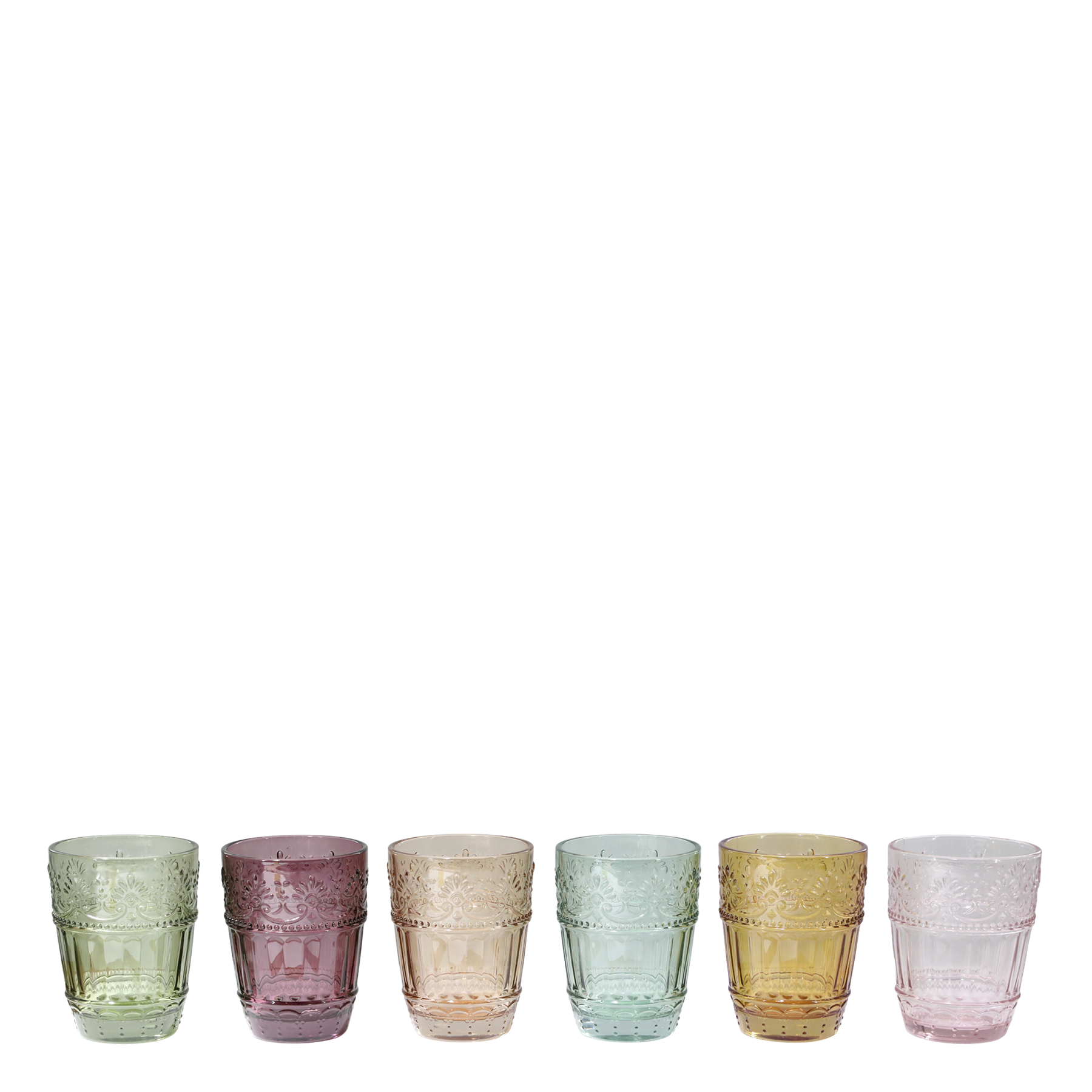 Bunter Glasbecher x 1, hoch farbiges Glas Wasser Getränke Glas mit Muster - Bild 17 von 46