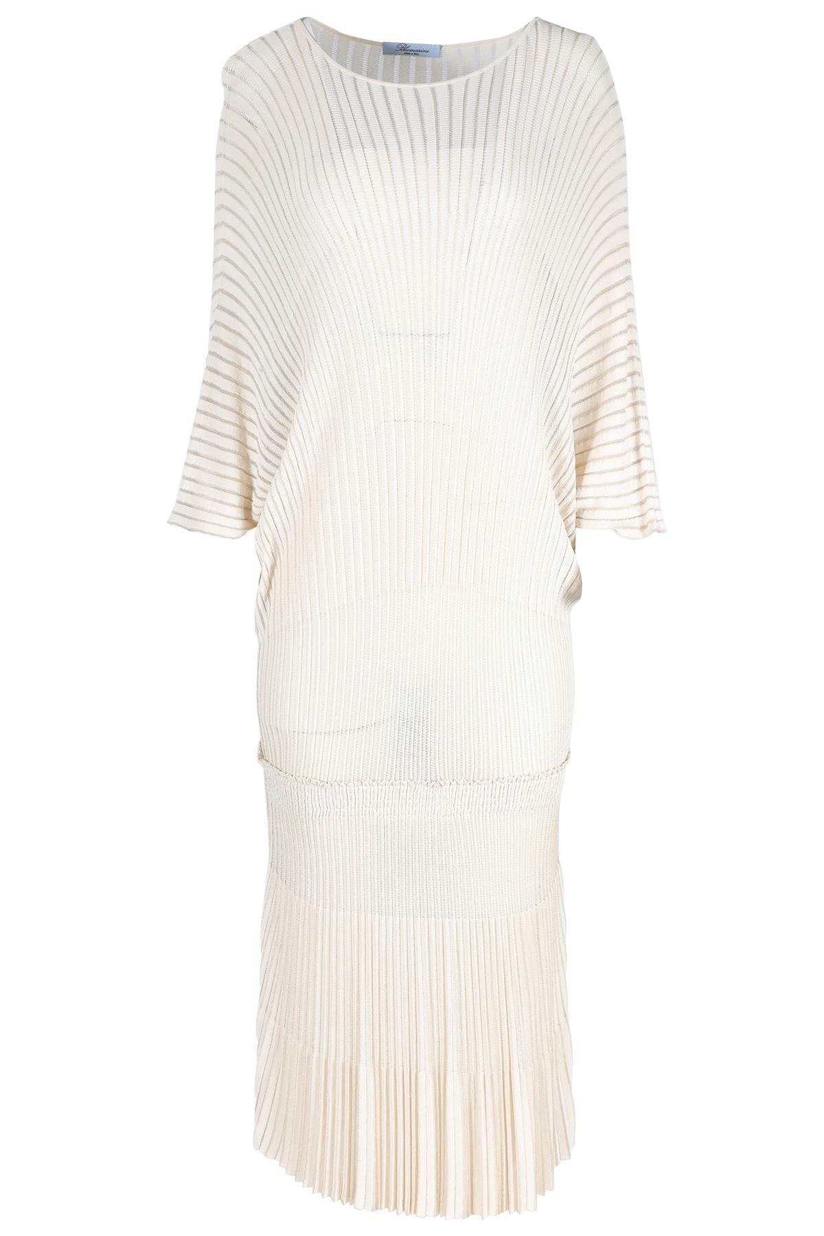 blumarine knit dress Blumarine Knitted Dress With Ruffle In Light Blue