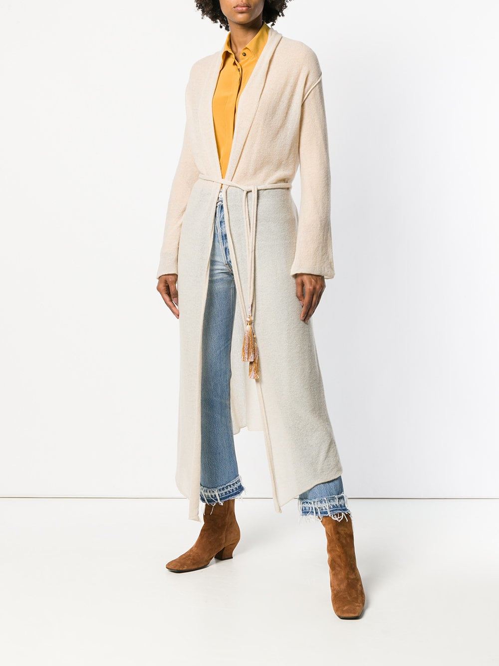 long belted cardigan