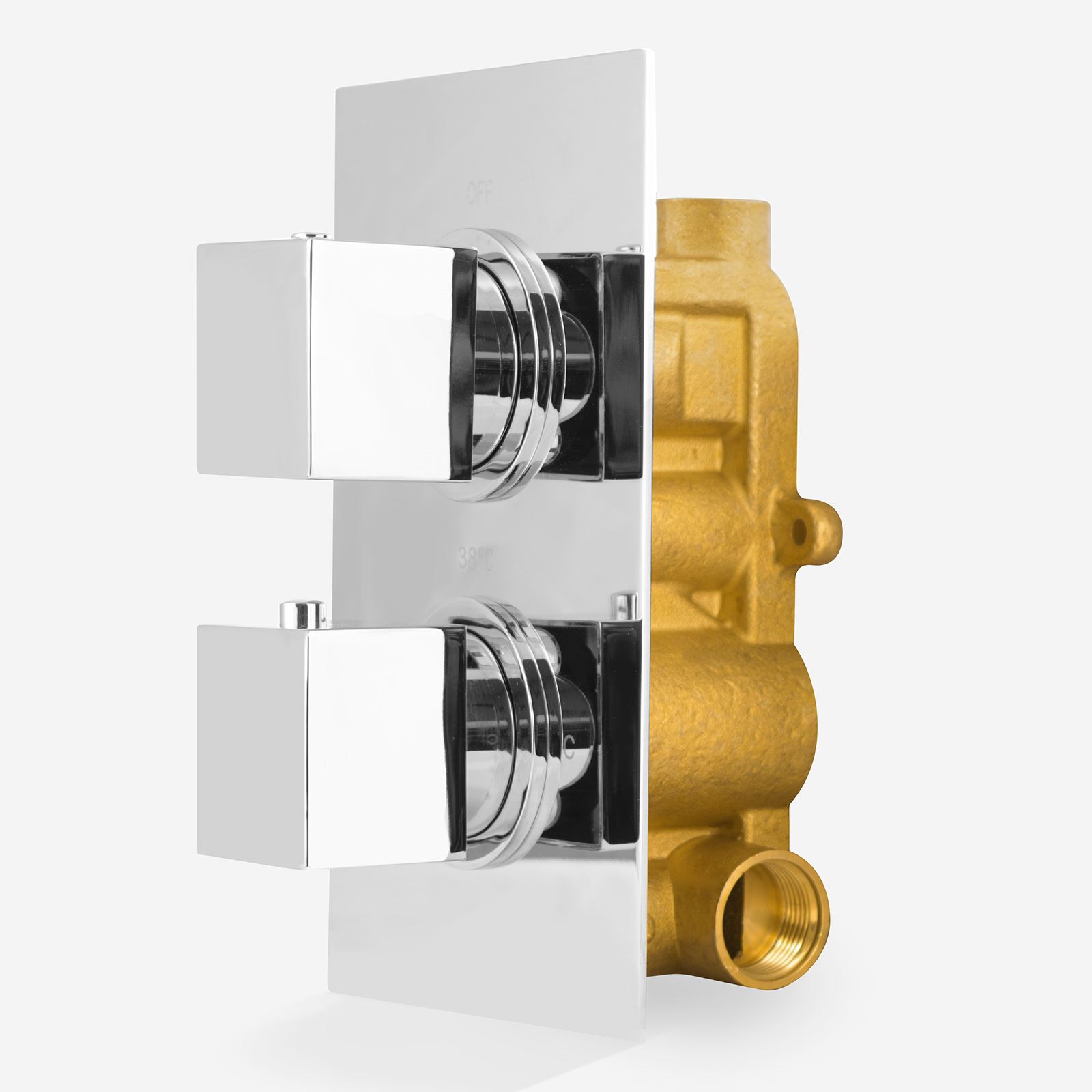 Concealed Square Thermostatic Shower Mixer 2 Dial 1 Way Valve Chrome Temel eBay