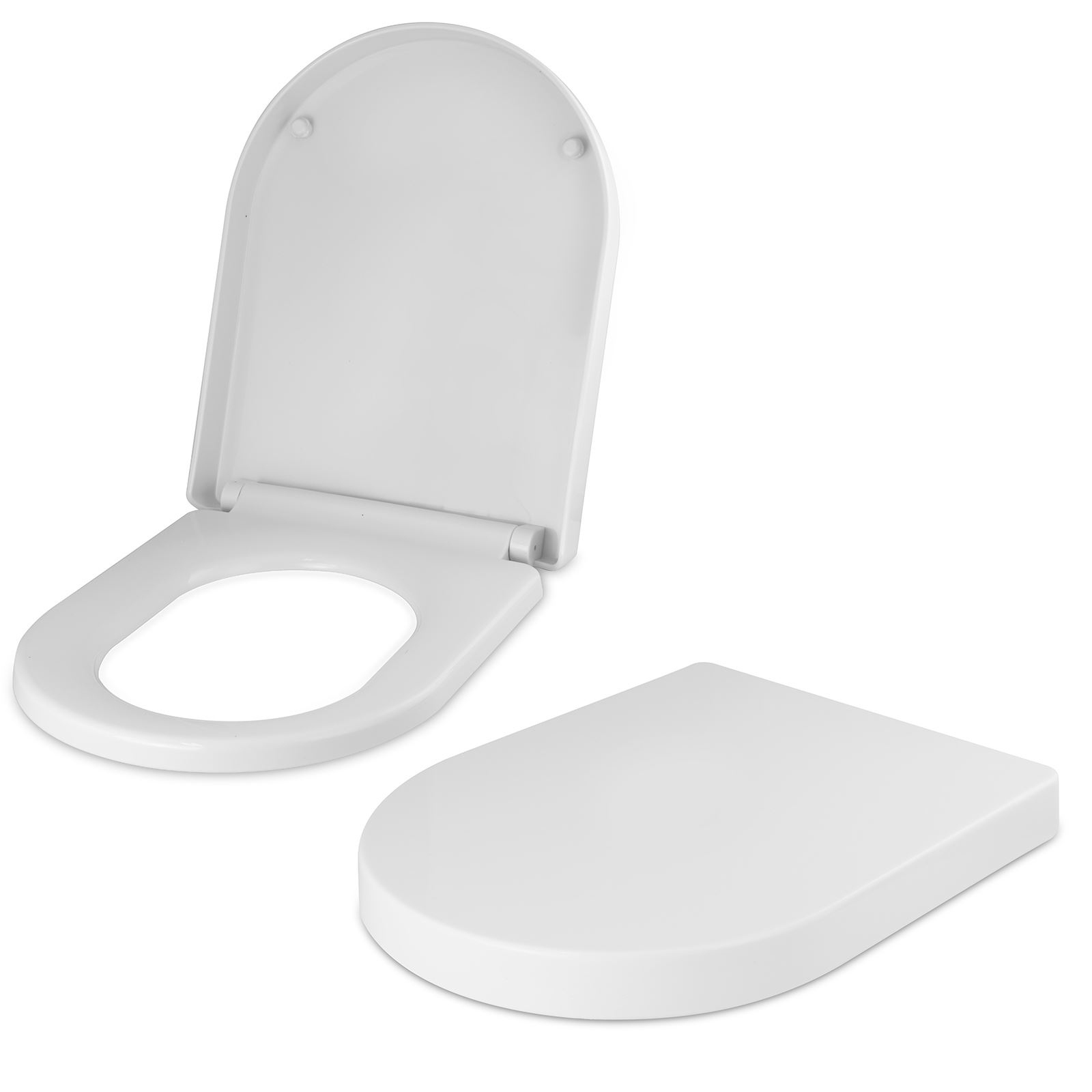 TRAVERS BATHROOM D SHAPED SOFT WHITE CLOSE TOILET SEAT & TOP FIXING