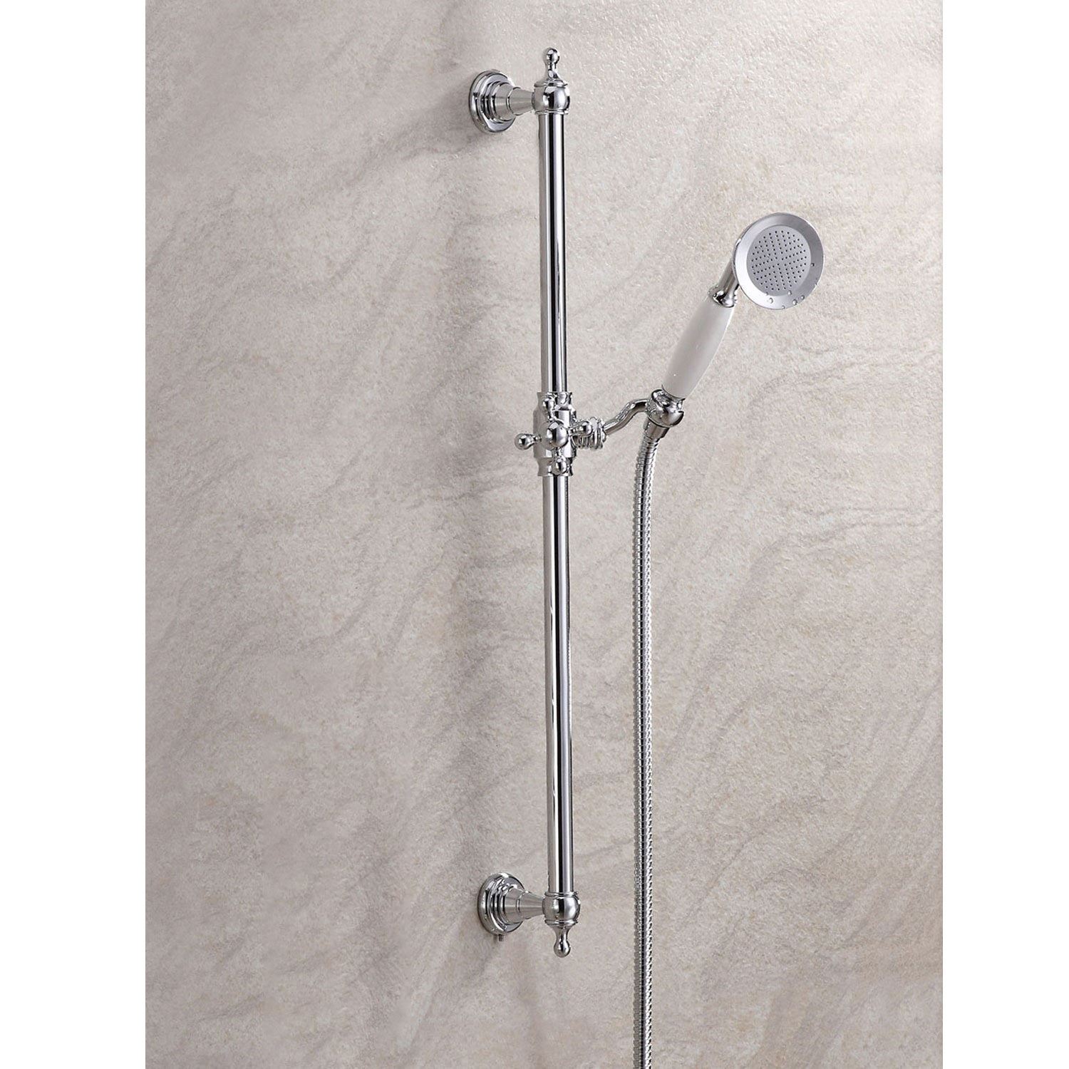 TRADITIONAL SOLID BRASS SLIDER RAIL SHOWER KIT + HANDSET + 1.5M SHOWER