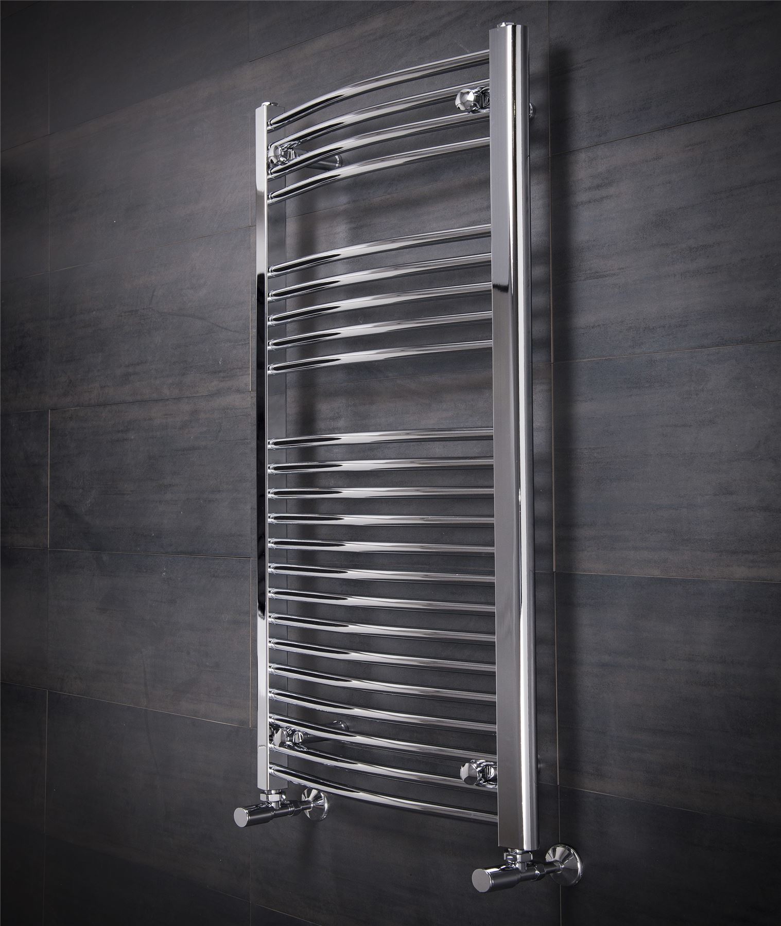 22MM LADDER TUBE CURVED TOWEL RAIL CHROME 800MM HIGH X 600MM WIDE