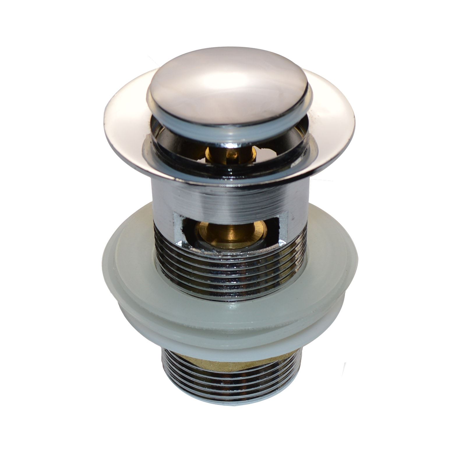 CHROME BASIN SINK TAP PUSH BUTTON POP UP WASTE PLUG SLOTTED eBay