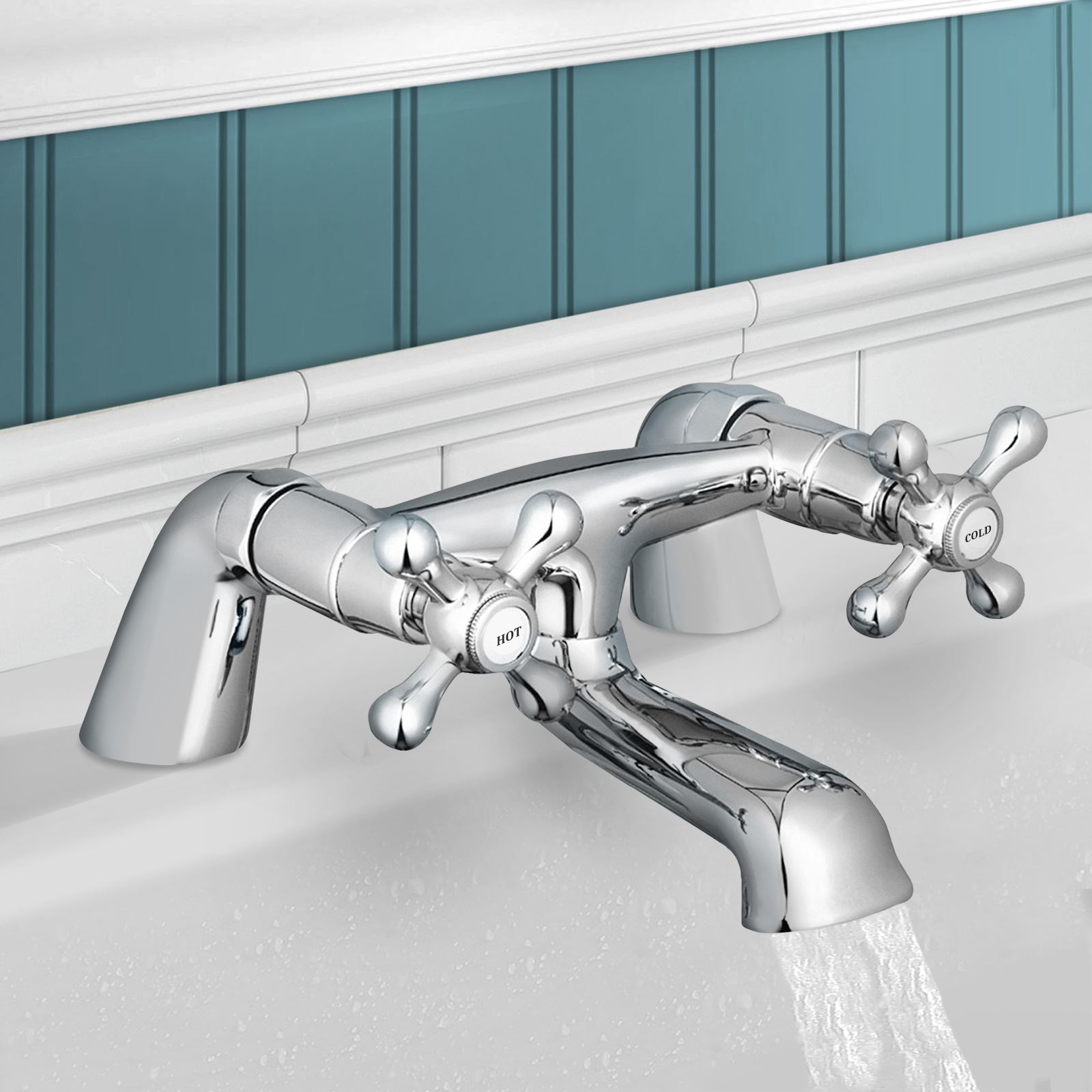 Classic Bath Filler Mixer Tap Traditional Cross Head Taps Chrome