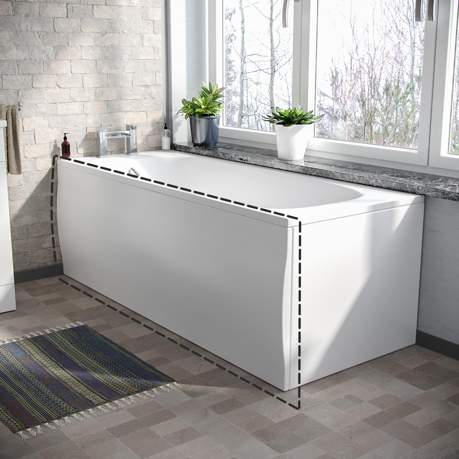 Zelora Bathroom Modern White Acrylic 1700mm X 550mm Standard Front Bath