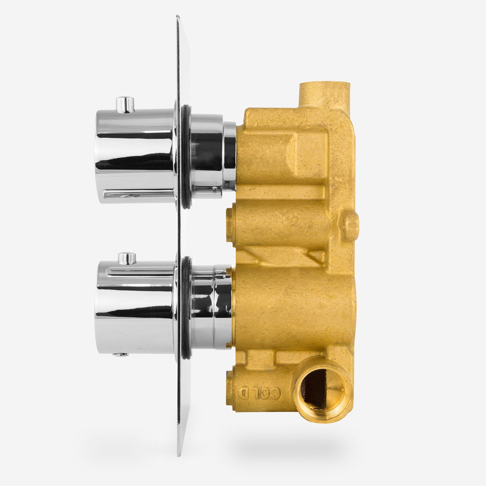 TEMEL ROUND 2 DIAL 1 WAY CHROME CONCEALED THERMOSTATIC SHOWER MIXER