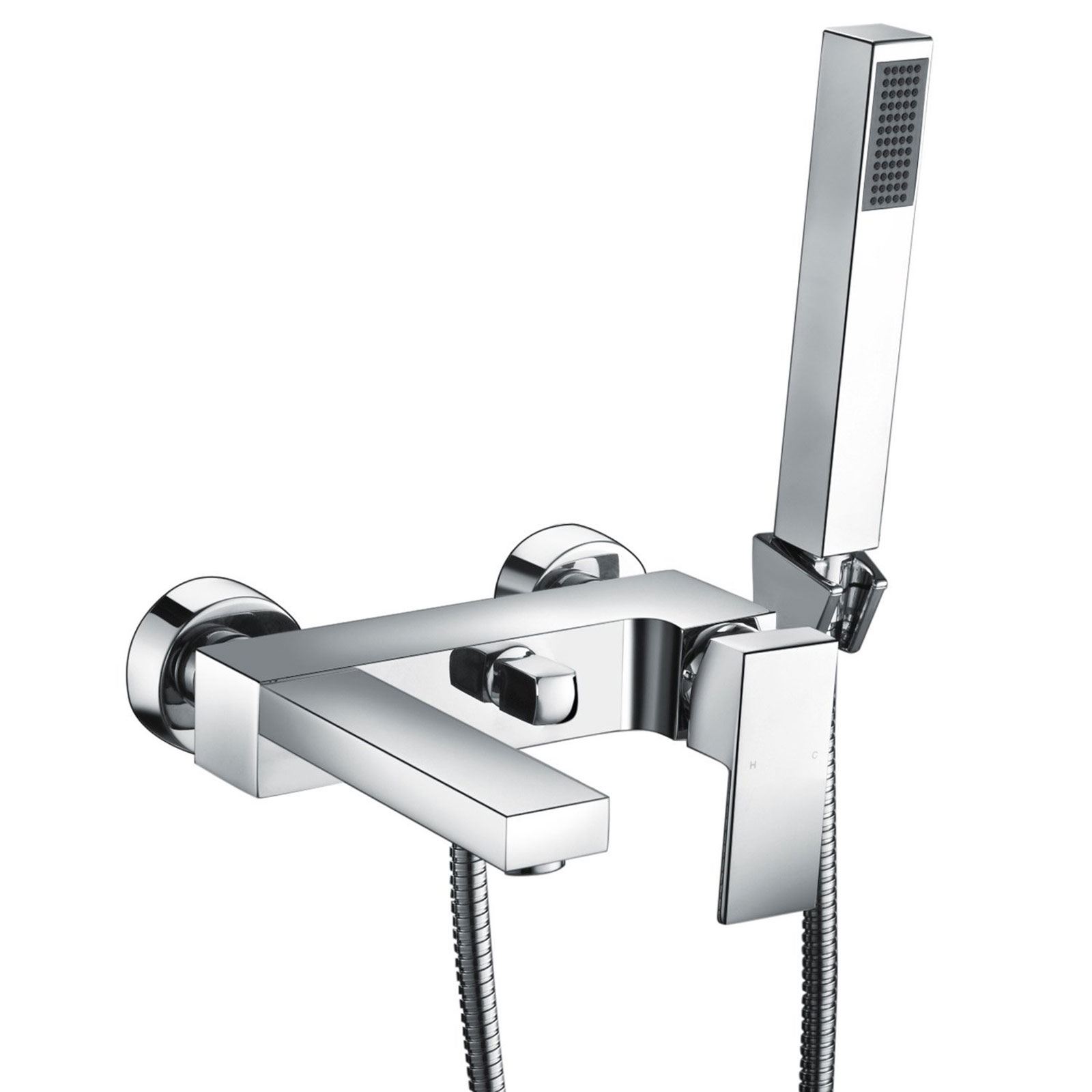 Brayton Cube Wall Mounted Modern Brass Chrome Bath Shower Mixer