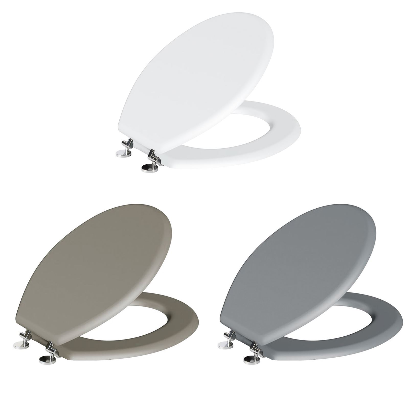 Classic Oval Shaped Traditional MDF Toilet Seat Bathroom & Hinge