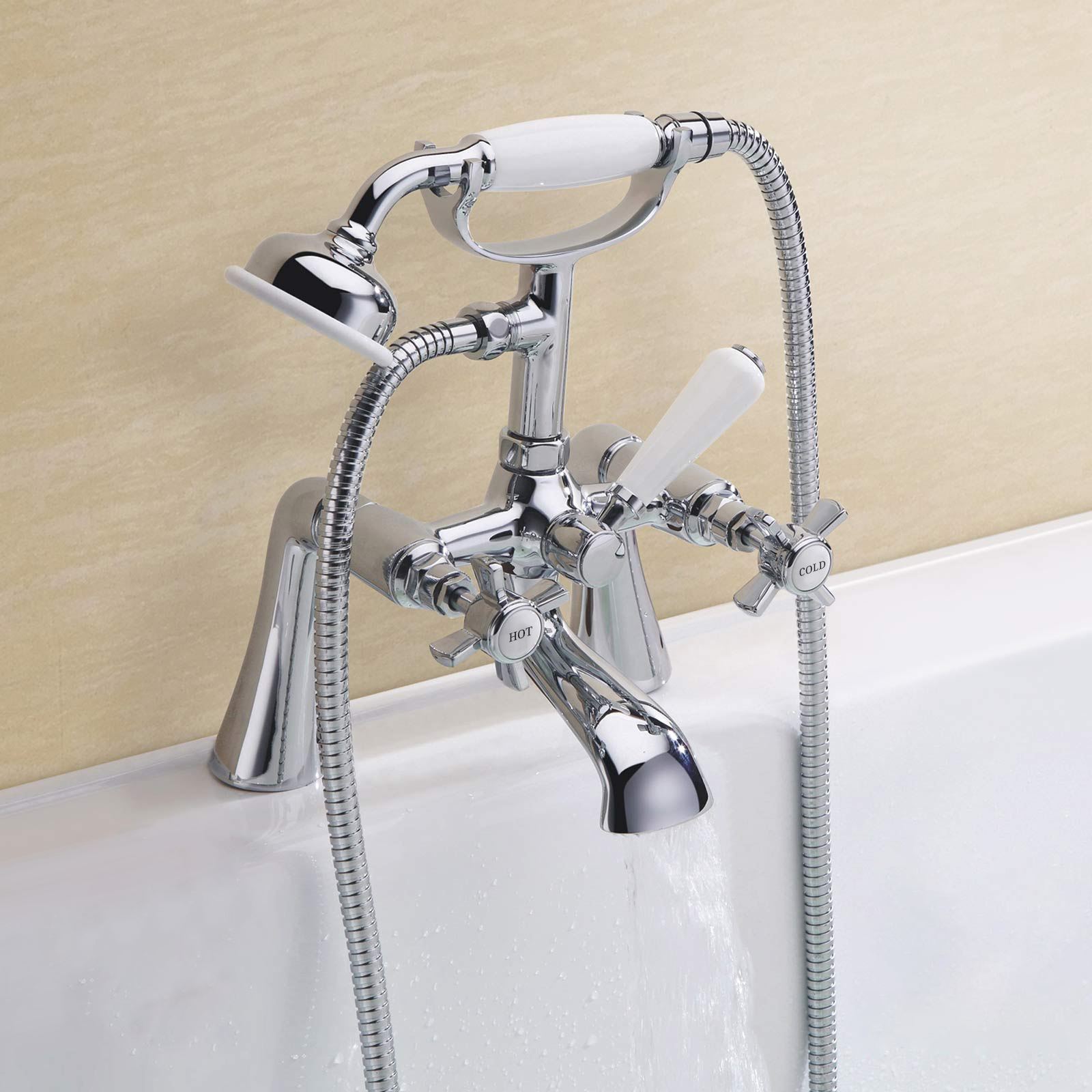 GRAND TRADITIONAL VICTORIAN CROSS HEAD LEVER BATH FILLER SHOWER MIXER CHROME TAP eBay