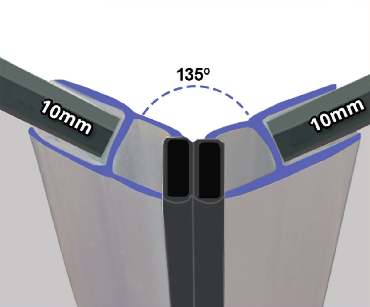 10 mm Clear 135 Degree Shower Door Enclosure Seal Strips Set