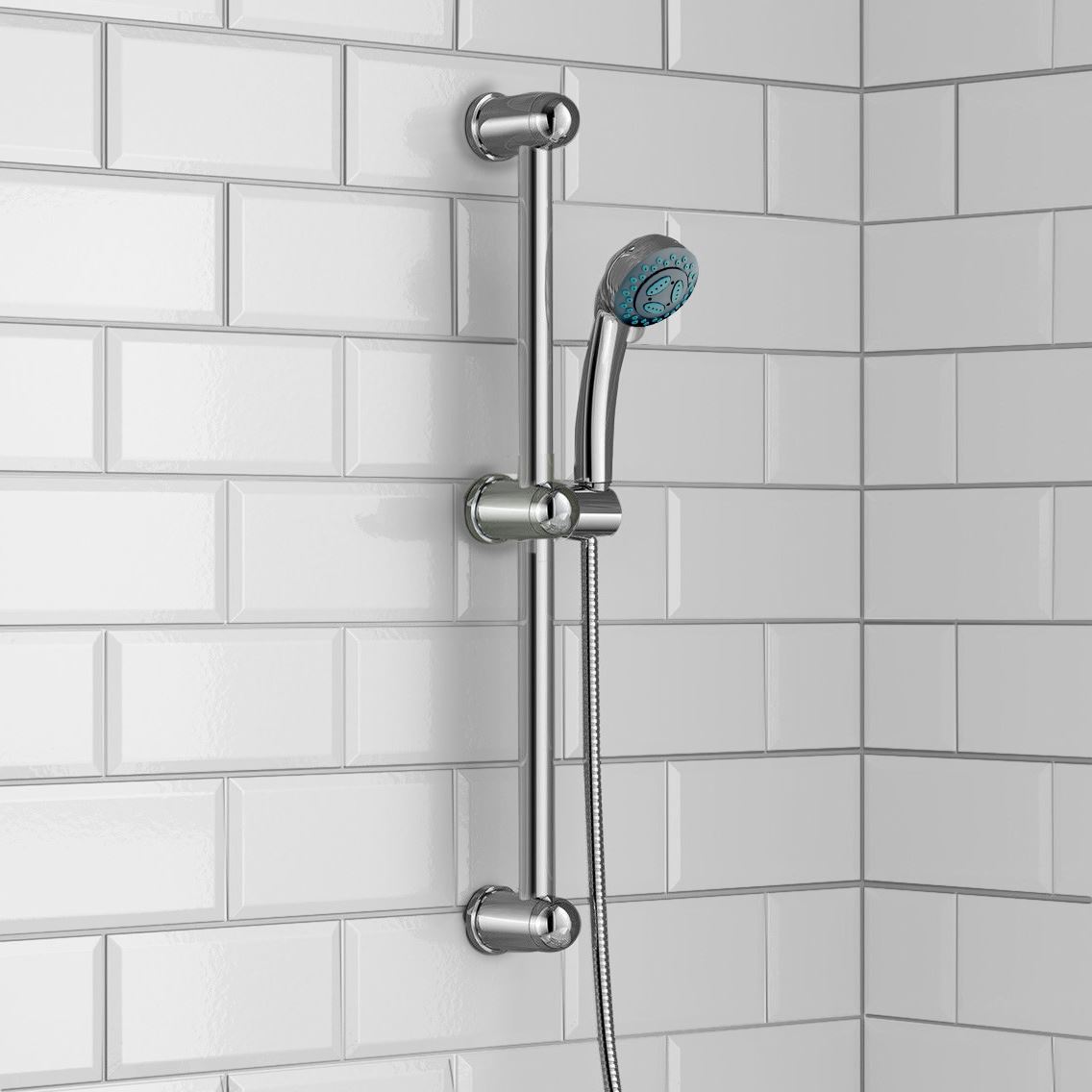 PROCONTUR ADJUSTABLE CHROME 3 MODE HANDSET SHOWER SLIDER RISER RAIL KIT