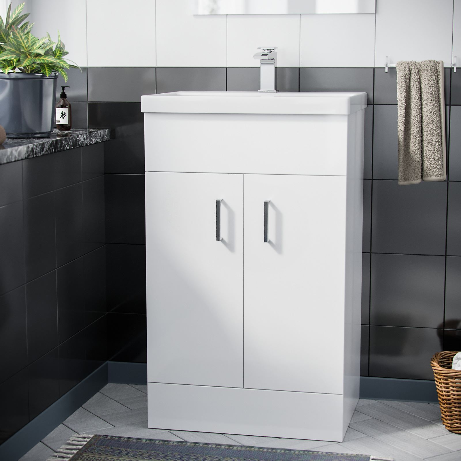 500 mm White Basin Sink Vanity Unit Bathroom Furniture Nanuya