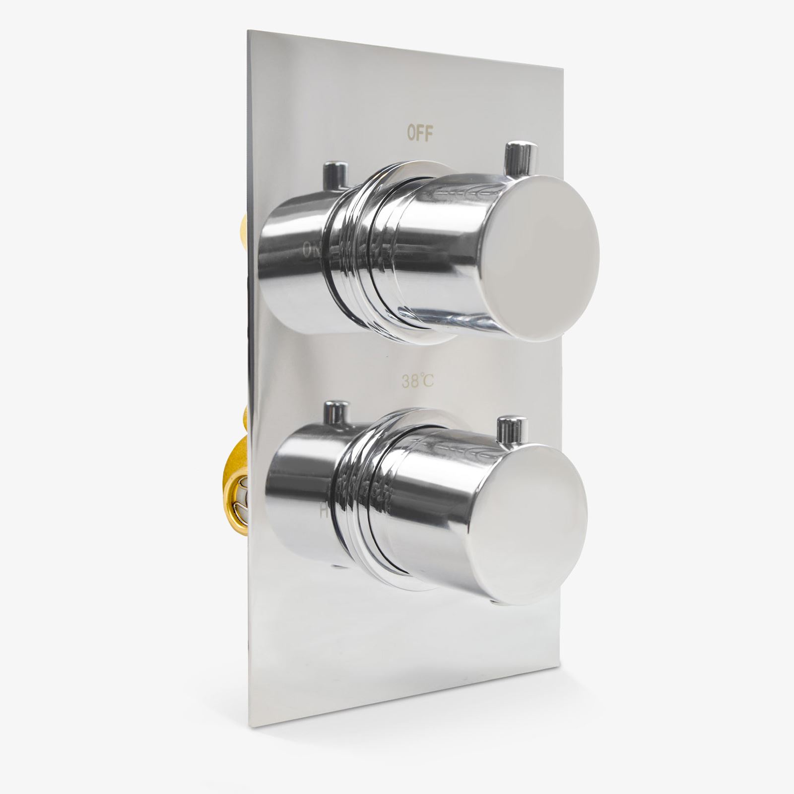 Concealed Thermostatic Shower Mixer Valve Round 2 Dial 1 Way Chrome