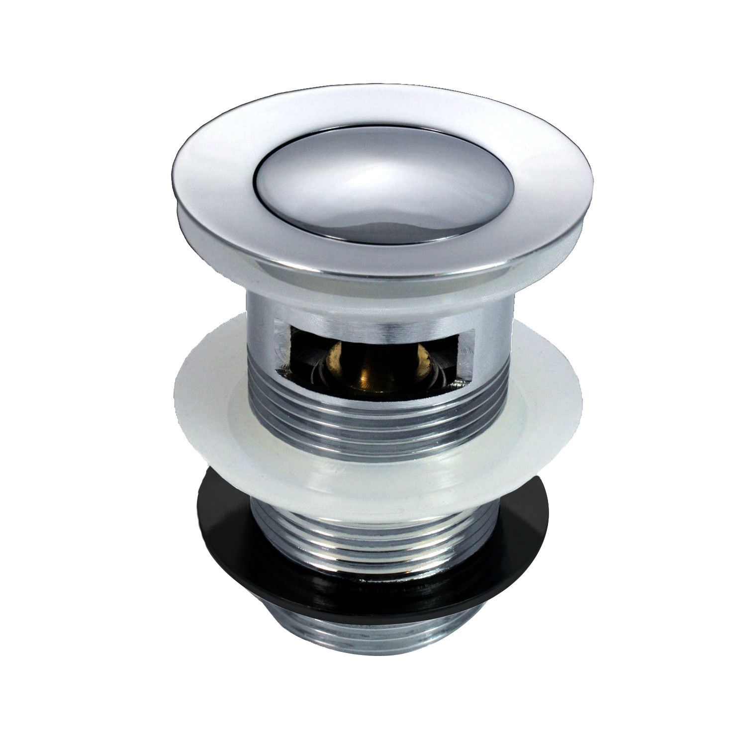 Pop Up Basin Waste Slotted Bathroom Chrome Sink Push Button Plug Silver