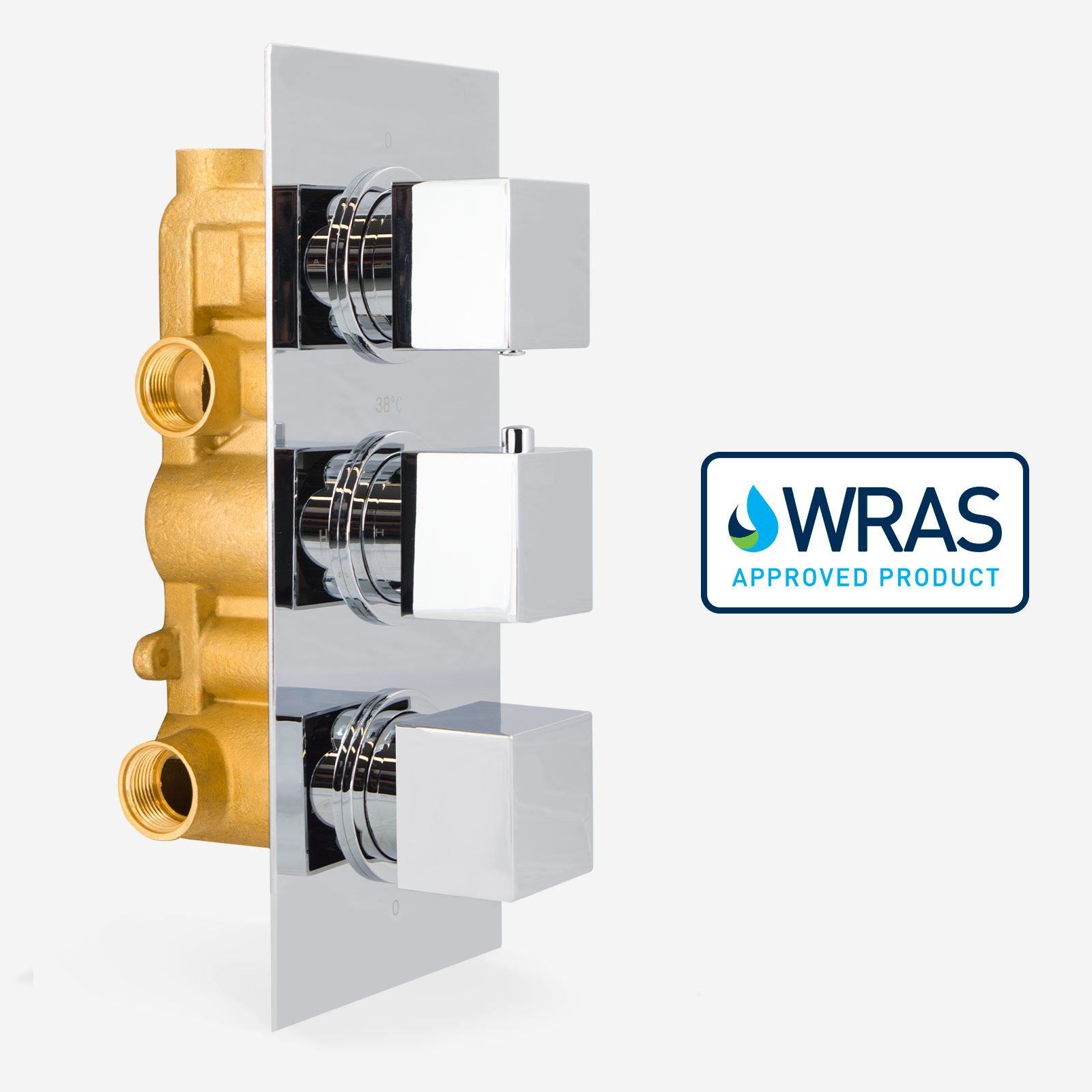 3 DIAL 3 WAY CHROMED BRASS CONCEALED THERMOSTATIC SHOWER MIXER VALVE
