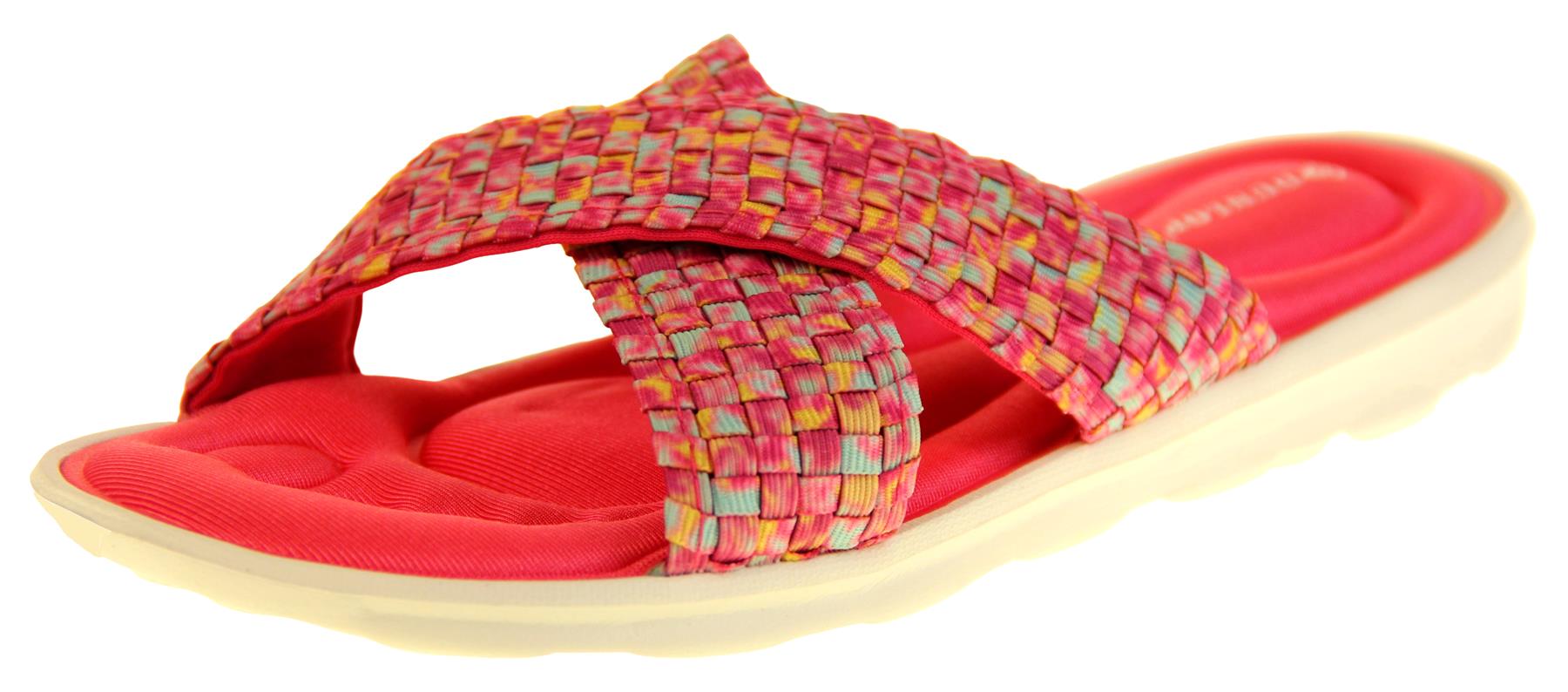 Womens Dunlop Sandals Memory Foam Ladies Sliders Holiday Flip Flops Sz