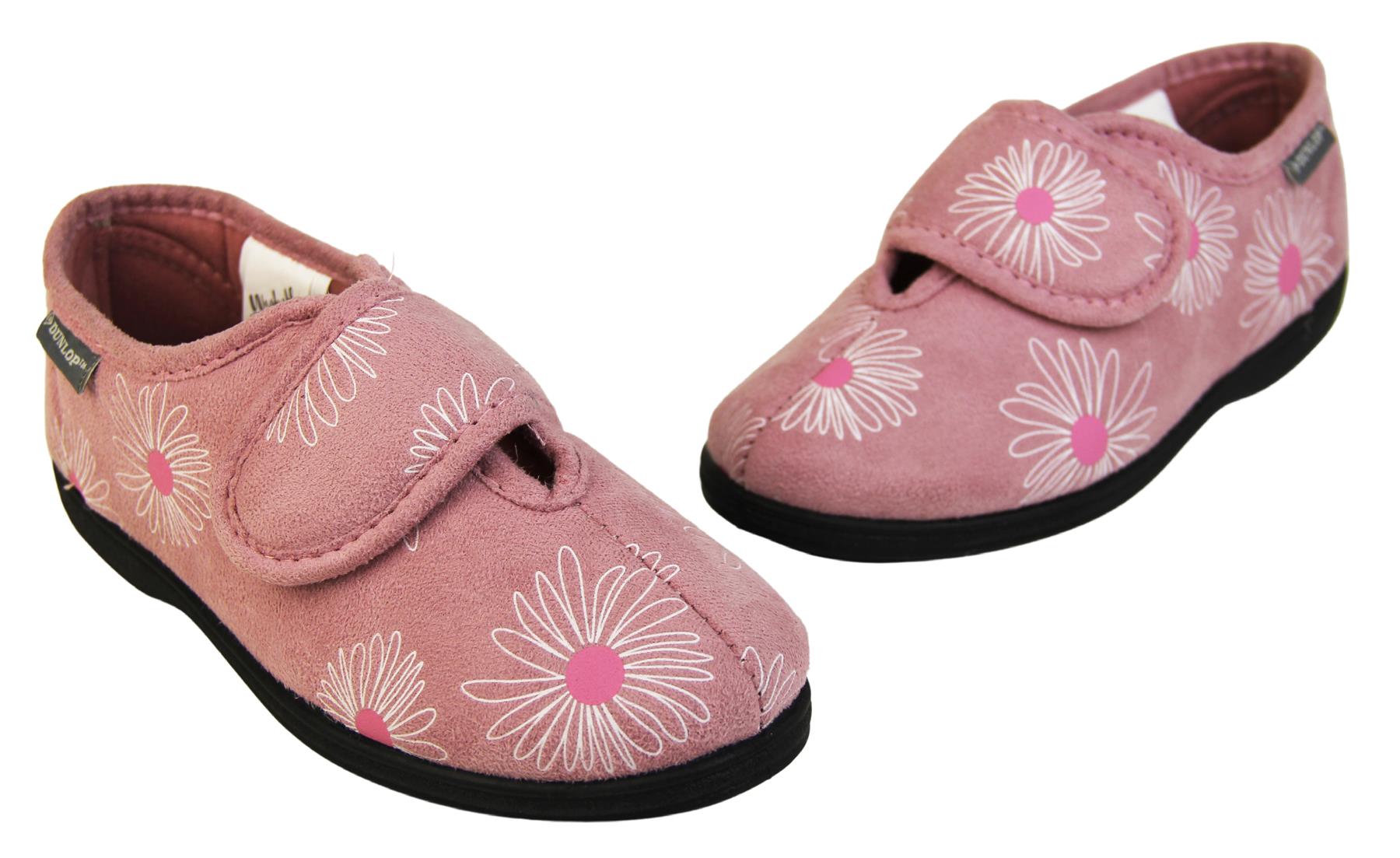 Dunlop Ladies Slippers Flower Adjustable Warm Womens Slippers Size 3 4