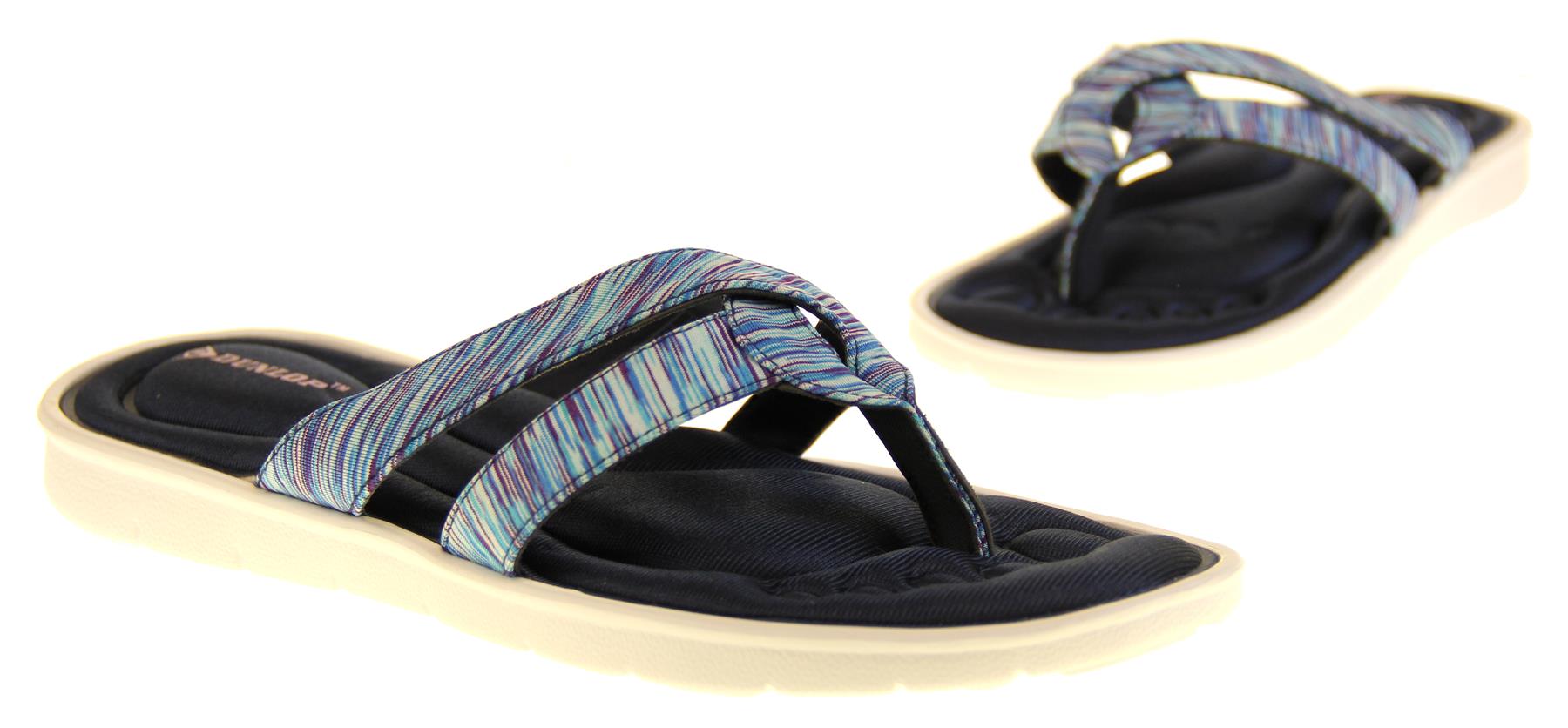 Womens Dunlop Sandals Memory Foam Ladies Sliders Holiday Flip Flops Sz