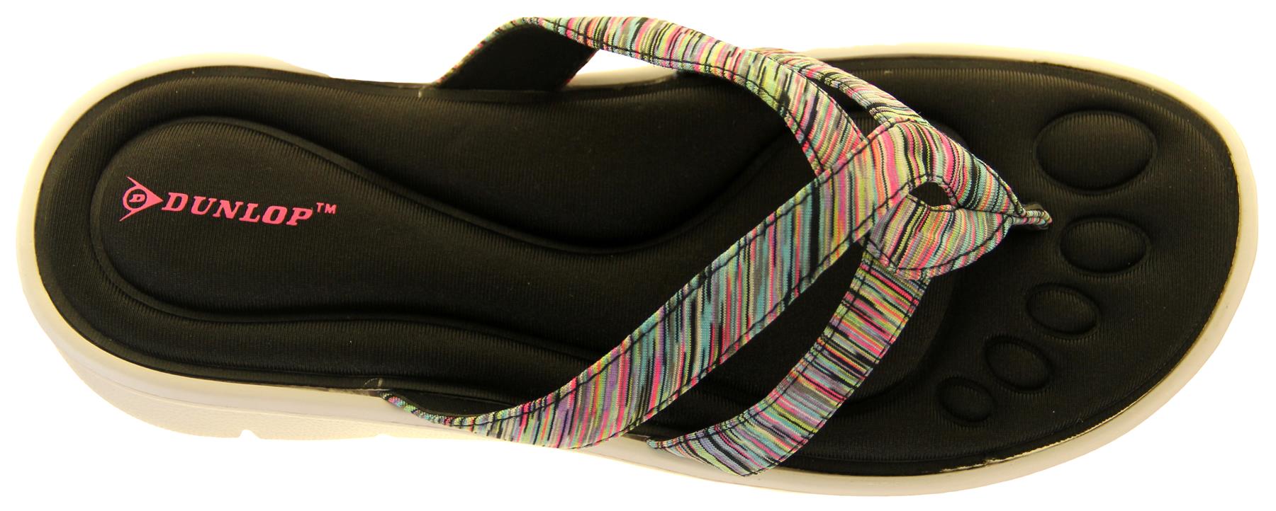 Womens Dunlop Sandals Memory Foam Ladies Sliders Holiday Flip Flops Sz