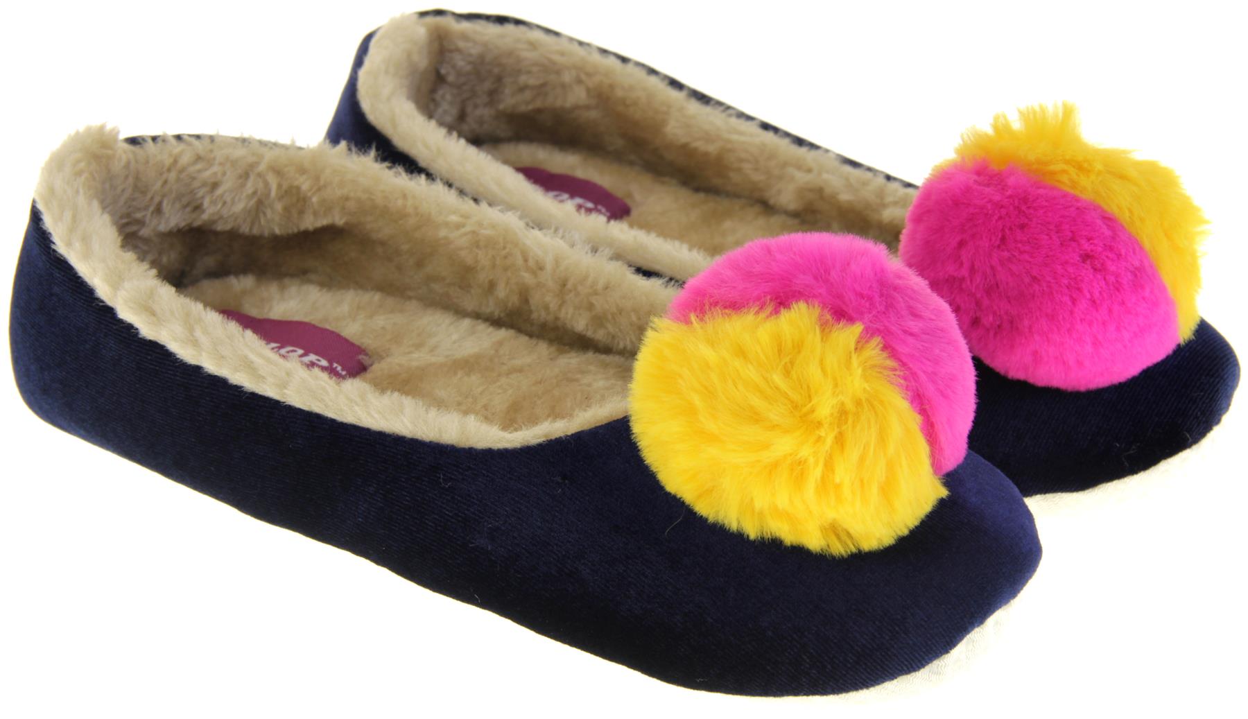 Womens DUNLOP Winter Comfy Warm Light Ballerina Ballet Slippers Size 3