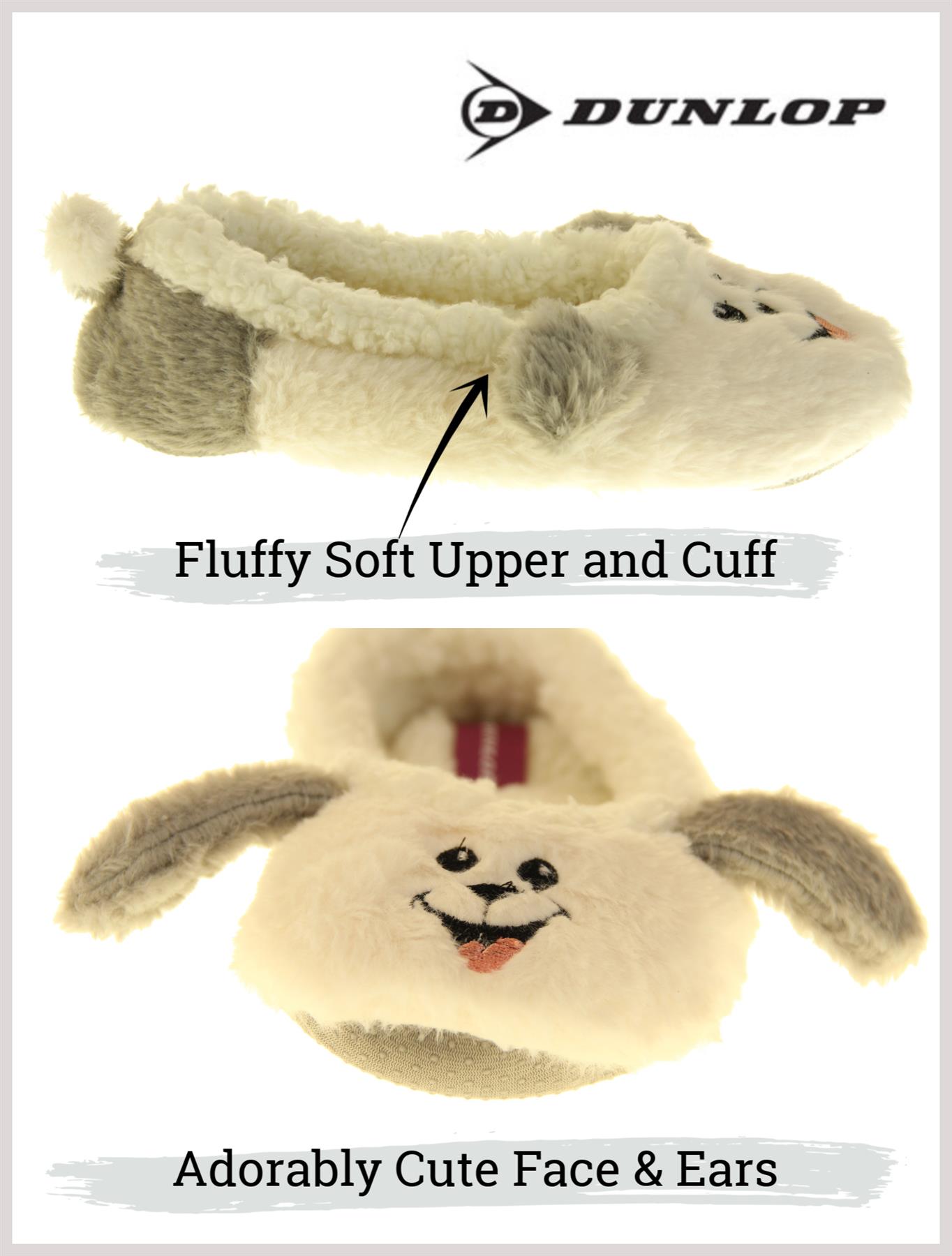 Womens DUNLOP Winter Comfy Warm Light Ballerina Ballet Slippers Size 3