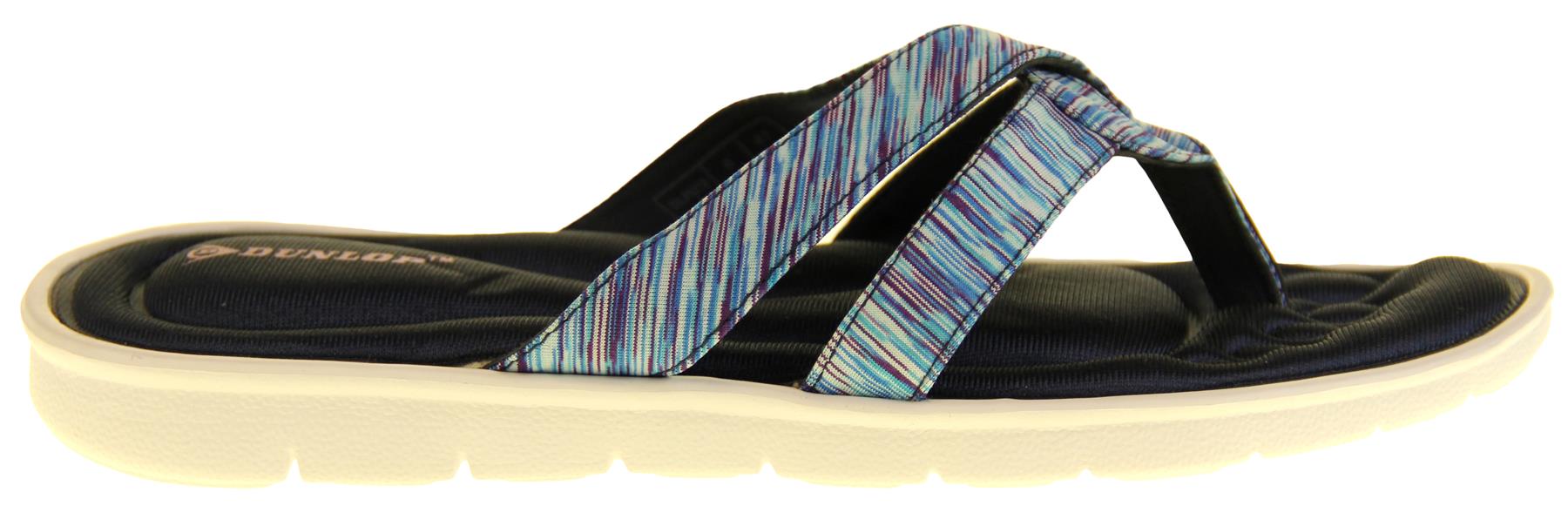 Womens Dunlop Sandals Memory Foam Ladies Sliders Holiday Flip Flops Sz