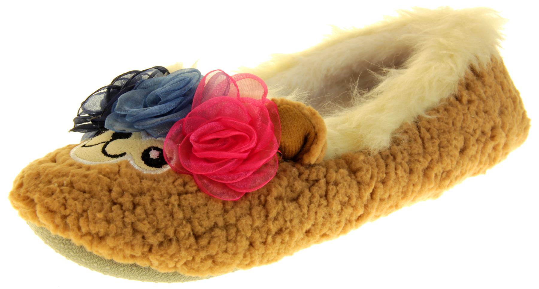 Womens DUNLOP Winter Comfy Warm Light Ballerina Ballet Slippers Size 3