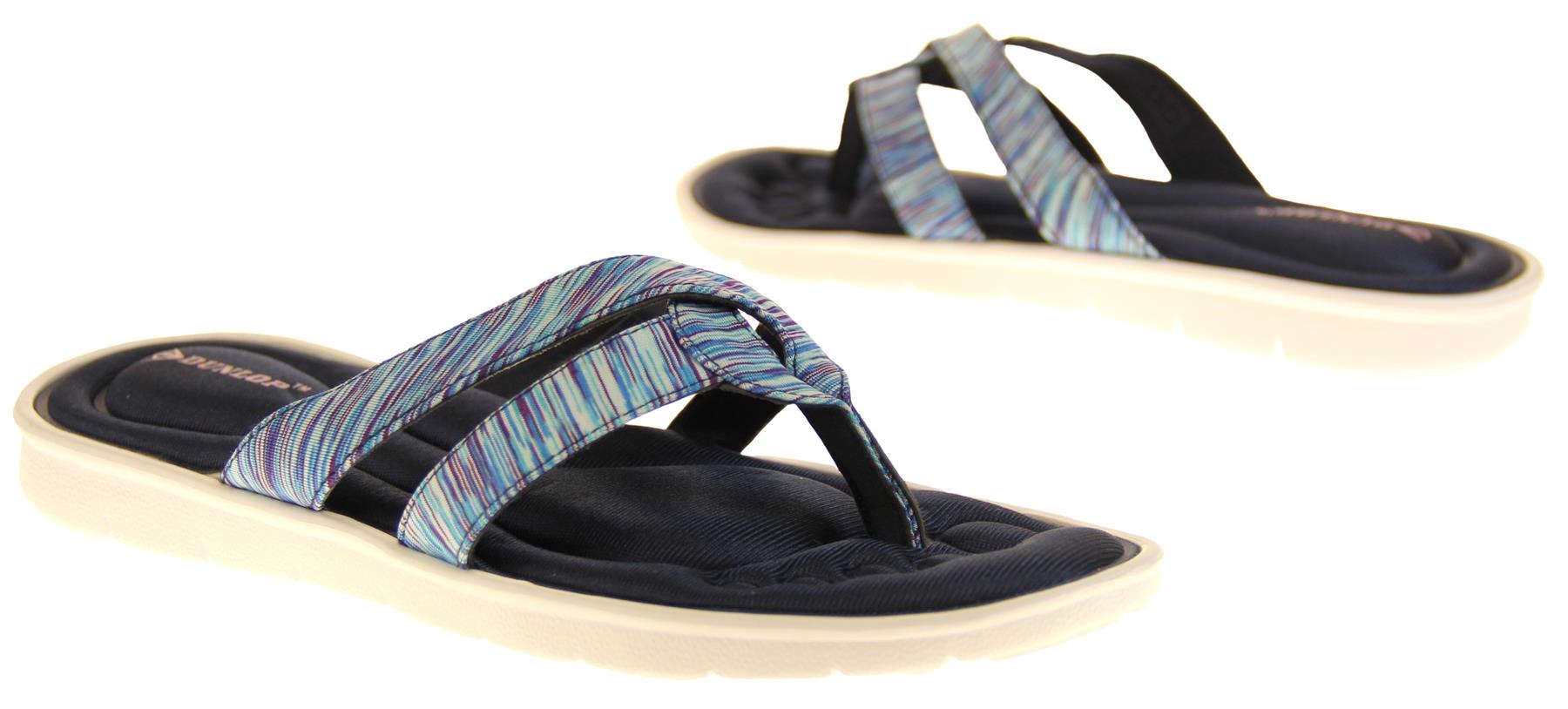 Womens Dunlop Sandals Memory Foam Ladies Sliders Holiday Flip Flops Sz