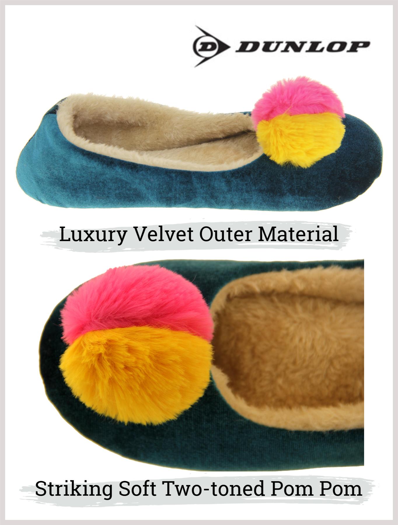 Womens DUNLOP Winter Comfy Warm Light Ballerina Ballet Slippers Size 3