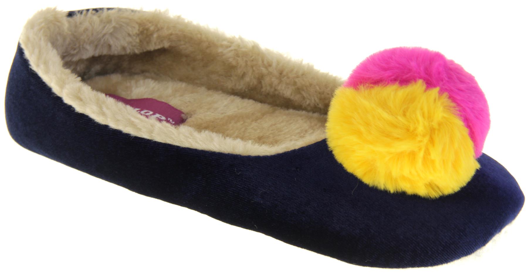 Womens DUNLOP Winter Comfy Warm Light Ballerina Ballet Slippers Size 3