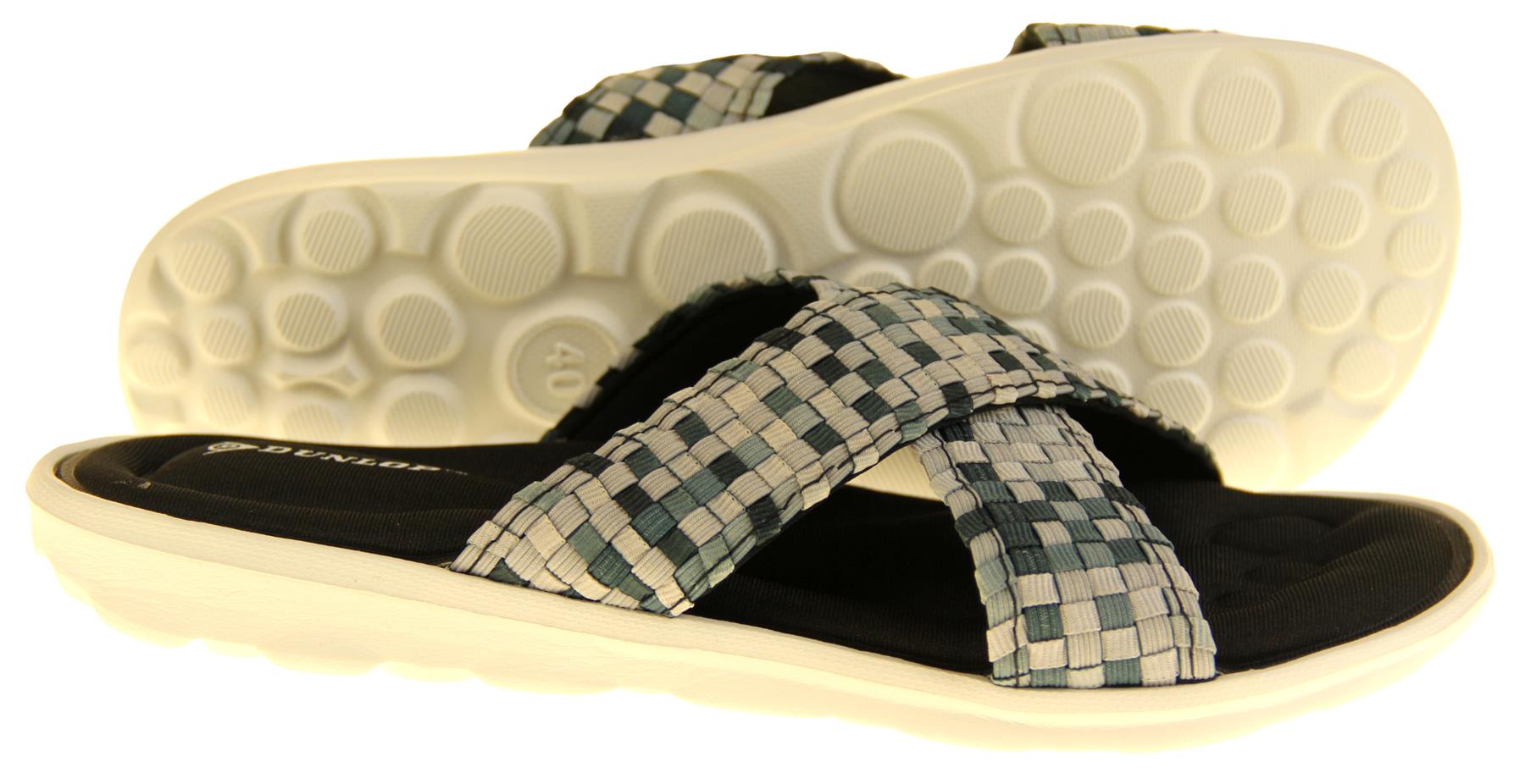 Womens Dunlop Sandals Memory Foam Ladies Sliders Holiday Flip Flops Sz