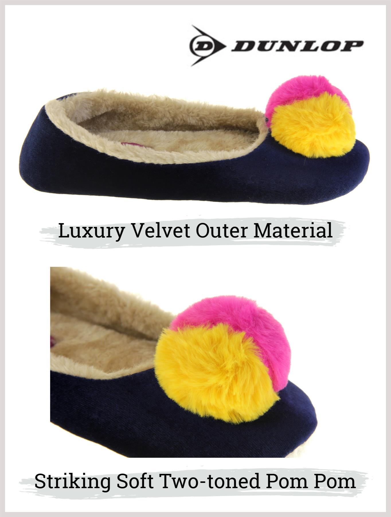 Womens DUNLOP Winter Comfy Warm Light Ballerina Ballet Slippers Size 3