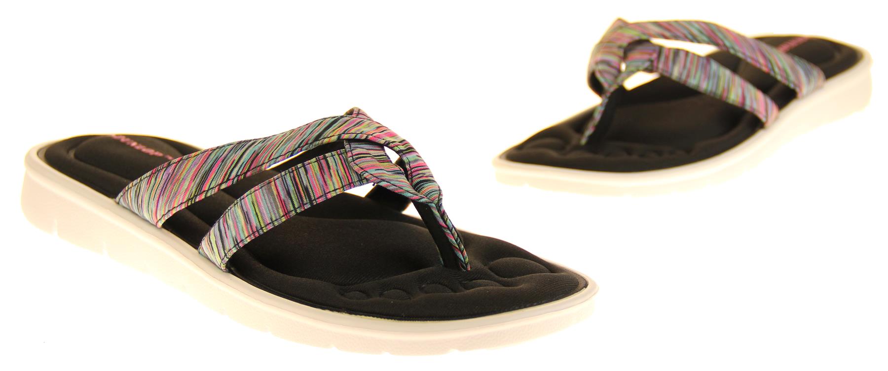 Womens Dunlop Sandals Memory Foam Ladies Sliders Holiday Flip Flops Sz