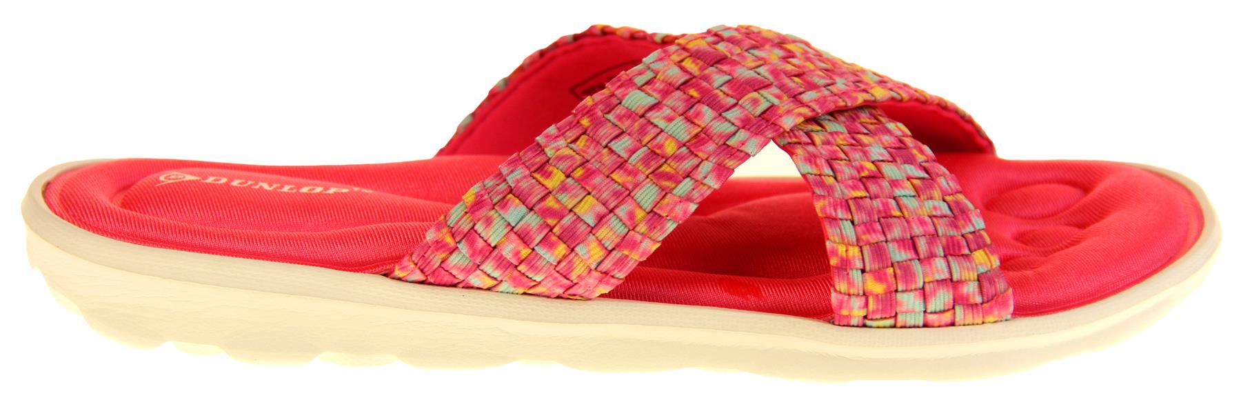 Womens Dunlop Sandals Memory Foam Ladies Sliders Holiday Flip Flops Sz