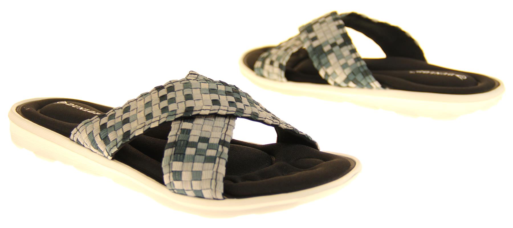 Womens Dunlop Sandals Memory Foam Ladies Sliders Holiday Flip Flops Sz