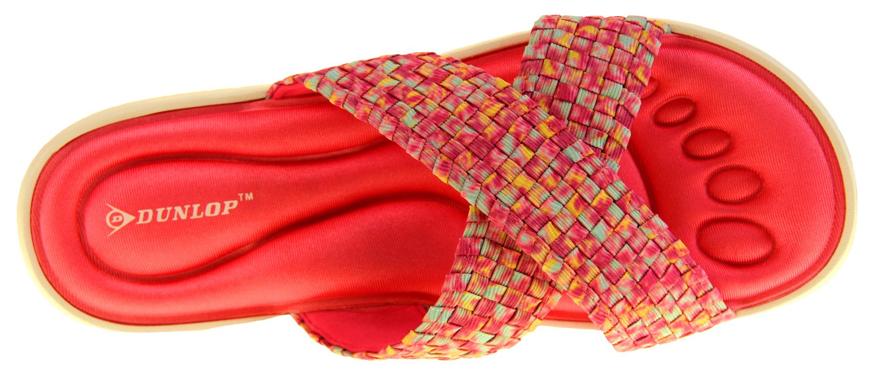 Womens Dunlop Sandals Memory Foam Ladies Sliders Holiday Flip Flops Sz