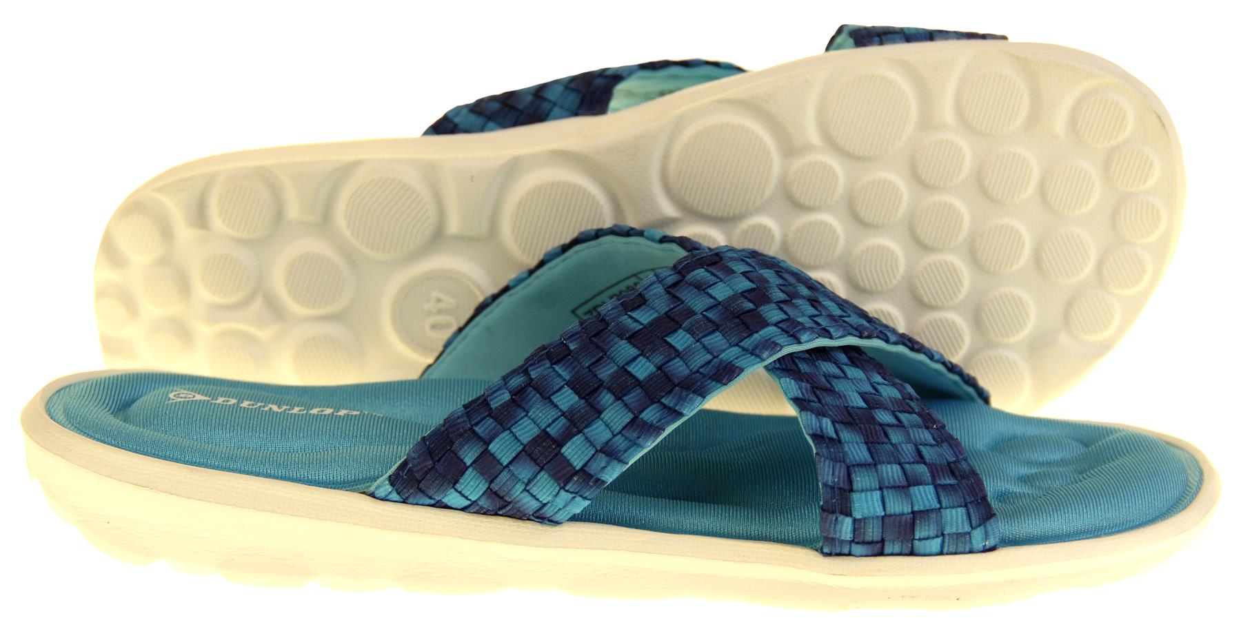 Womens Dunlop Sandals Memory Foam Ladies Sliders Holiday Flip Flops Sz