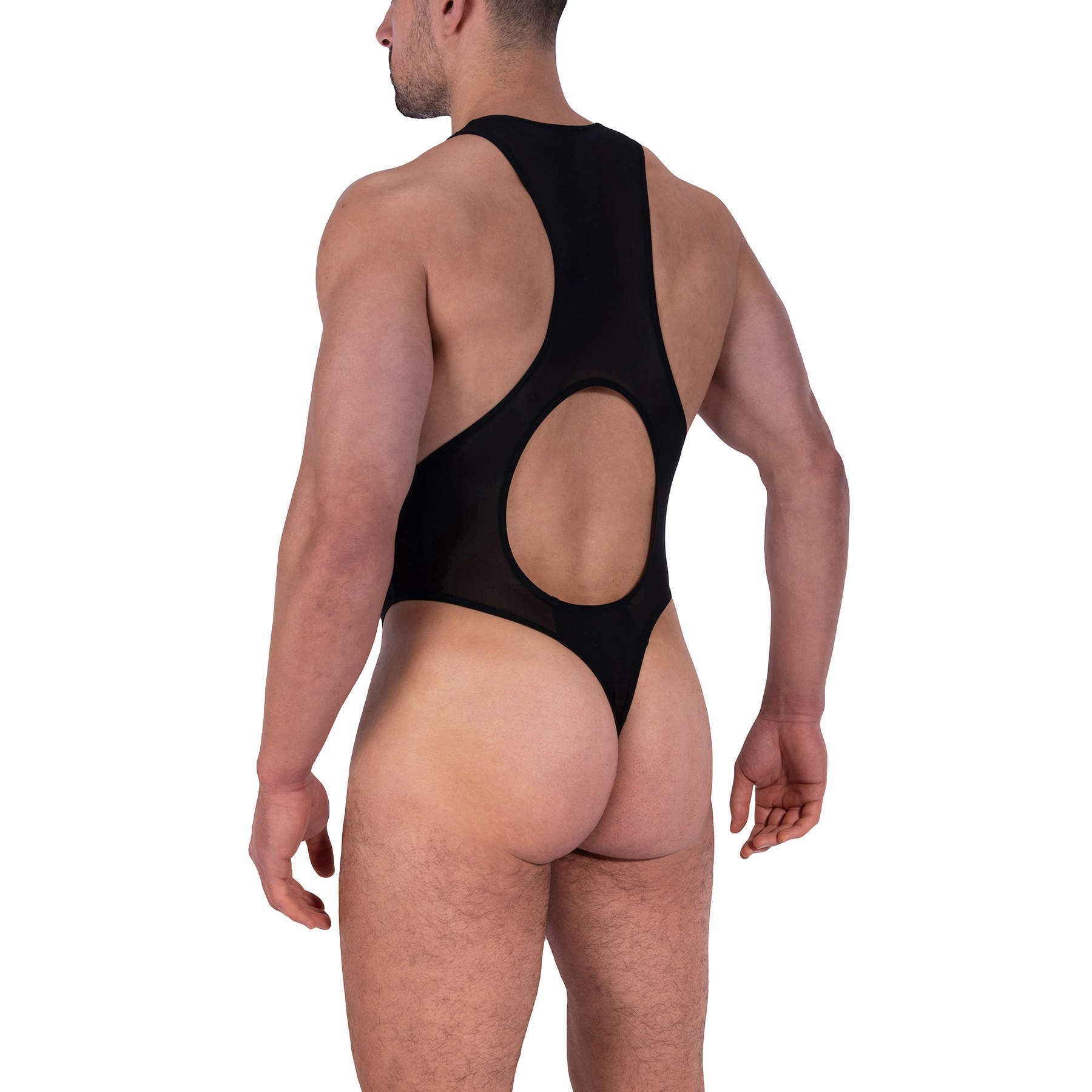 Manstore M2327 Cutout Body men underwear one piece thong see through silky sexy - Picture 3 of 5
