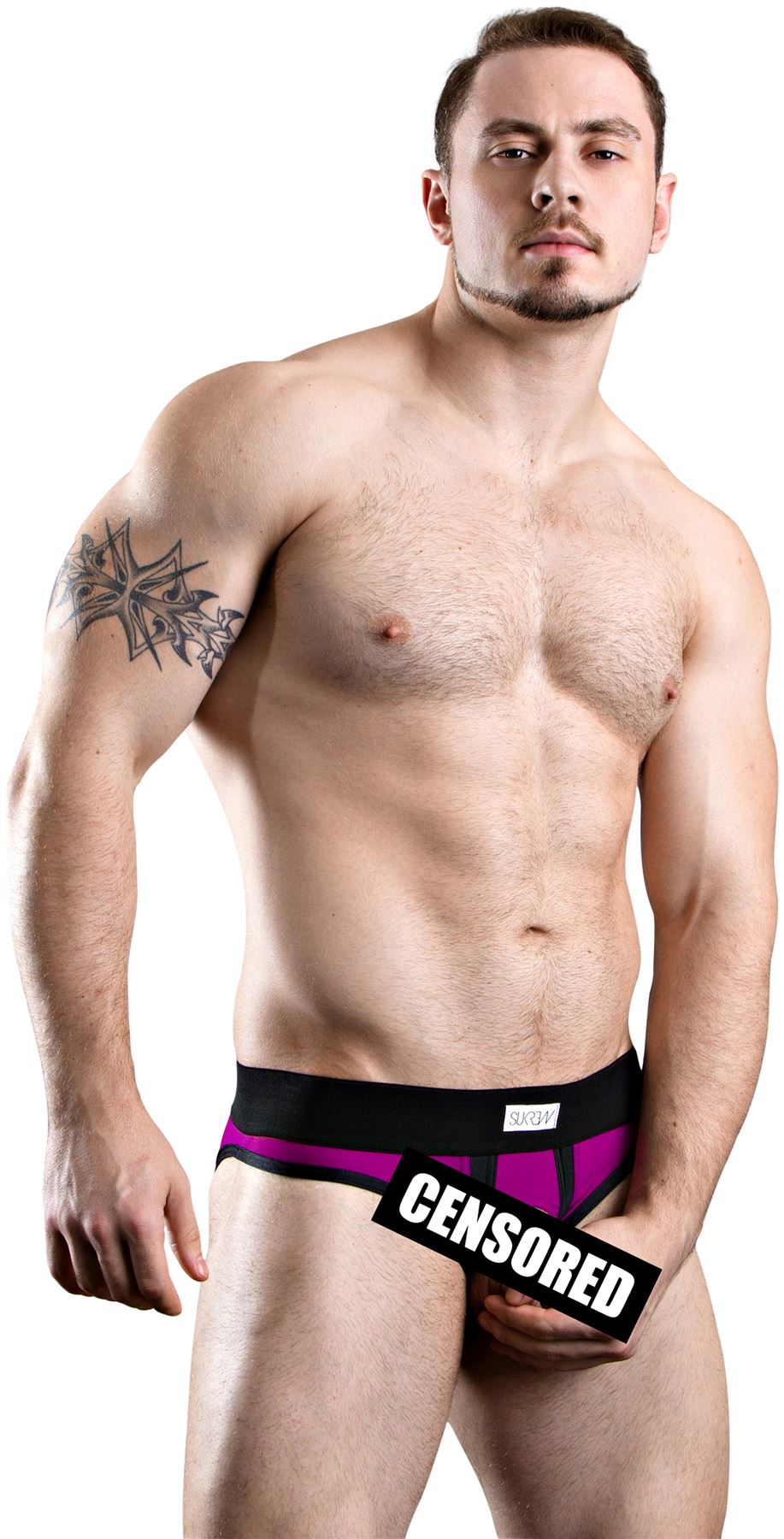 Sukrew Men's Jake UV Brief Open Front No Pouch Peep Hole Jockstrap